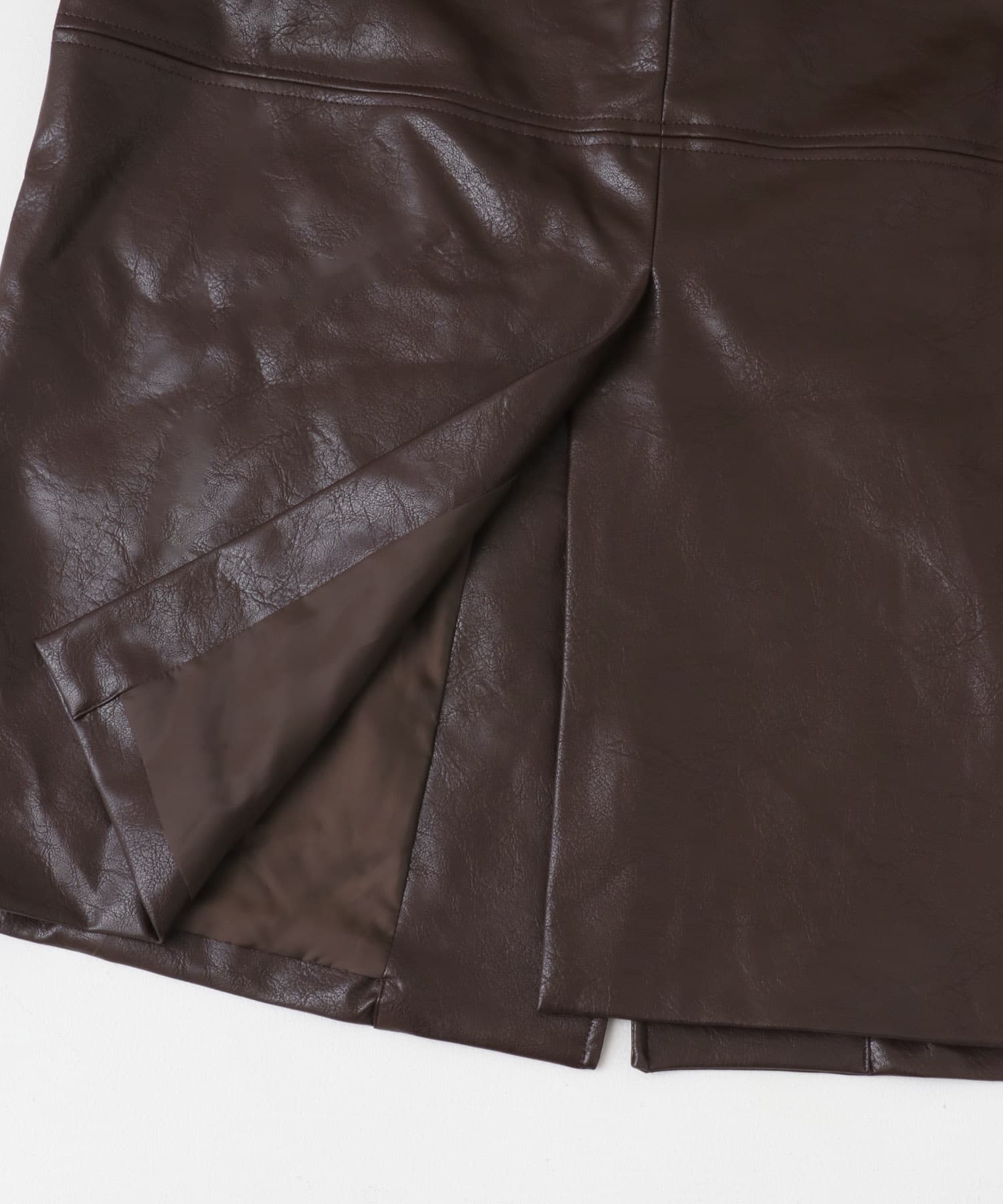 フェイクレザーミドルジャケット BROWN M