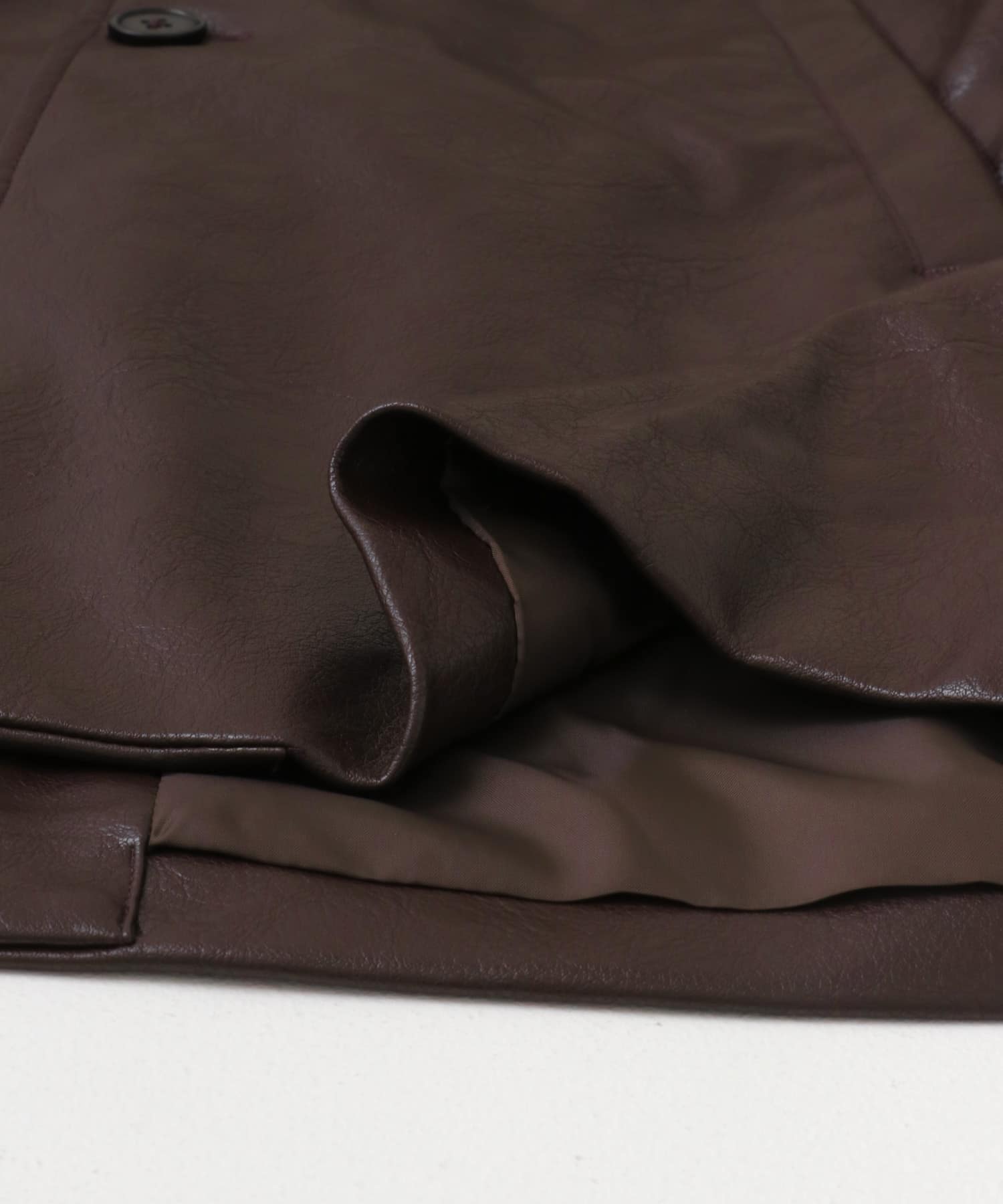 フェイクレザーミドルジャケット BROWN M