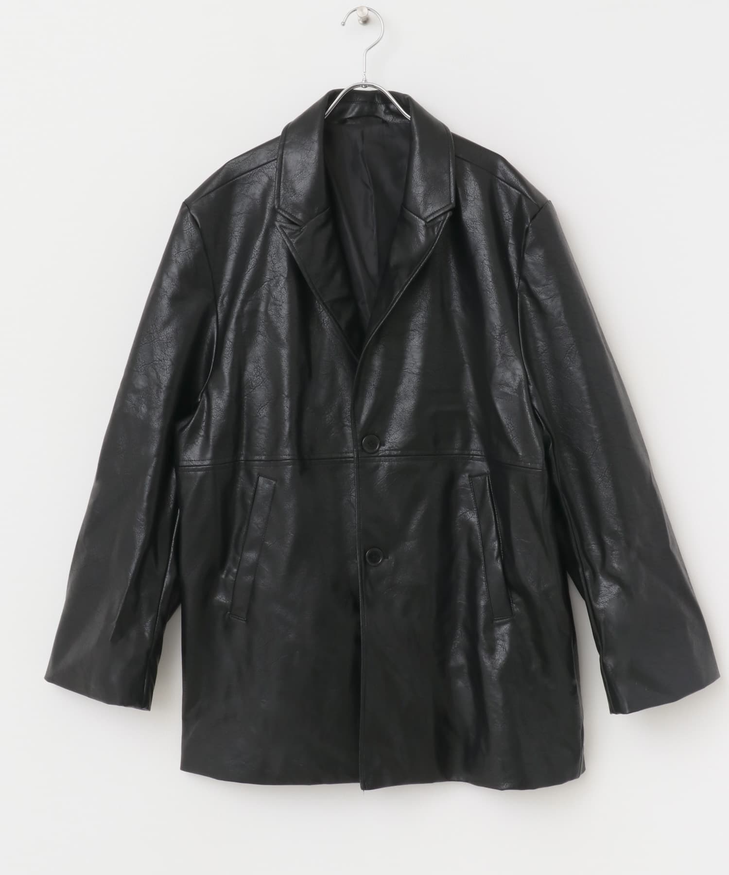フェイクレザーミドルジャケット BLACK M