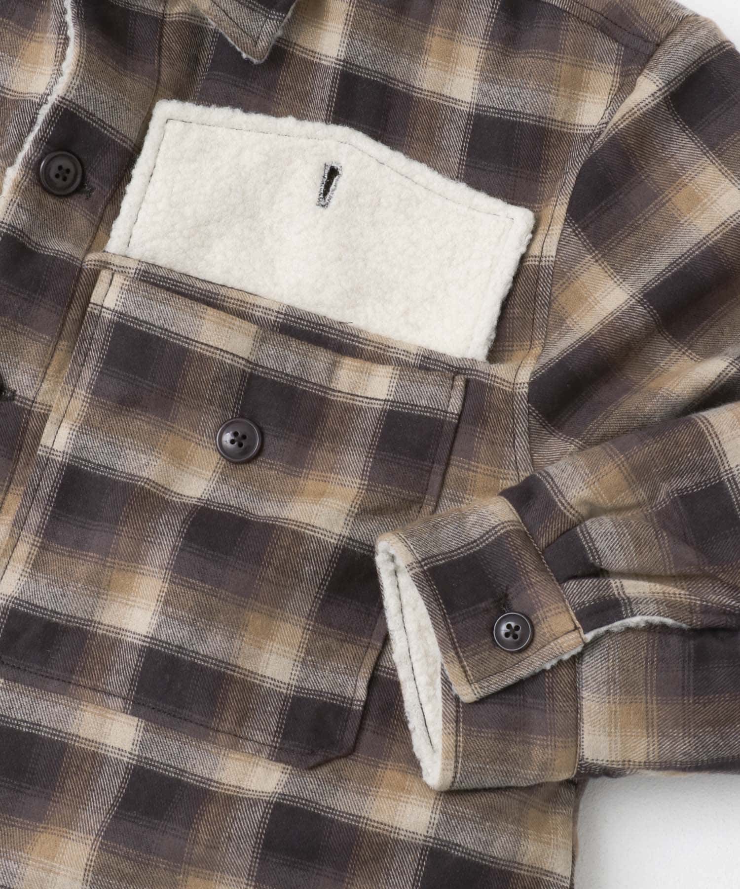 オンブレーチェックボアジャケット BROWN M
