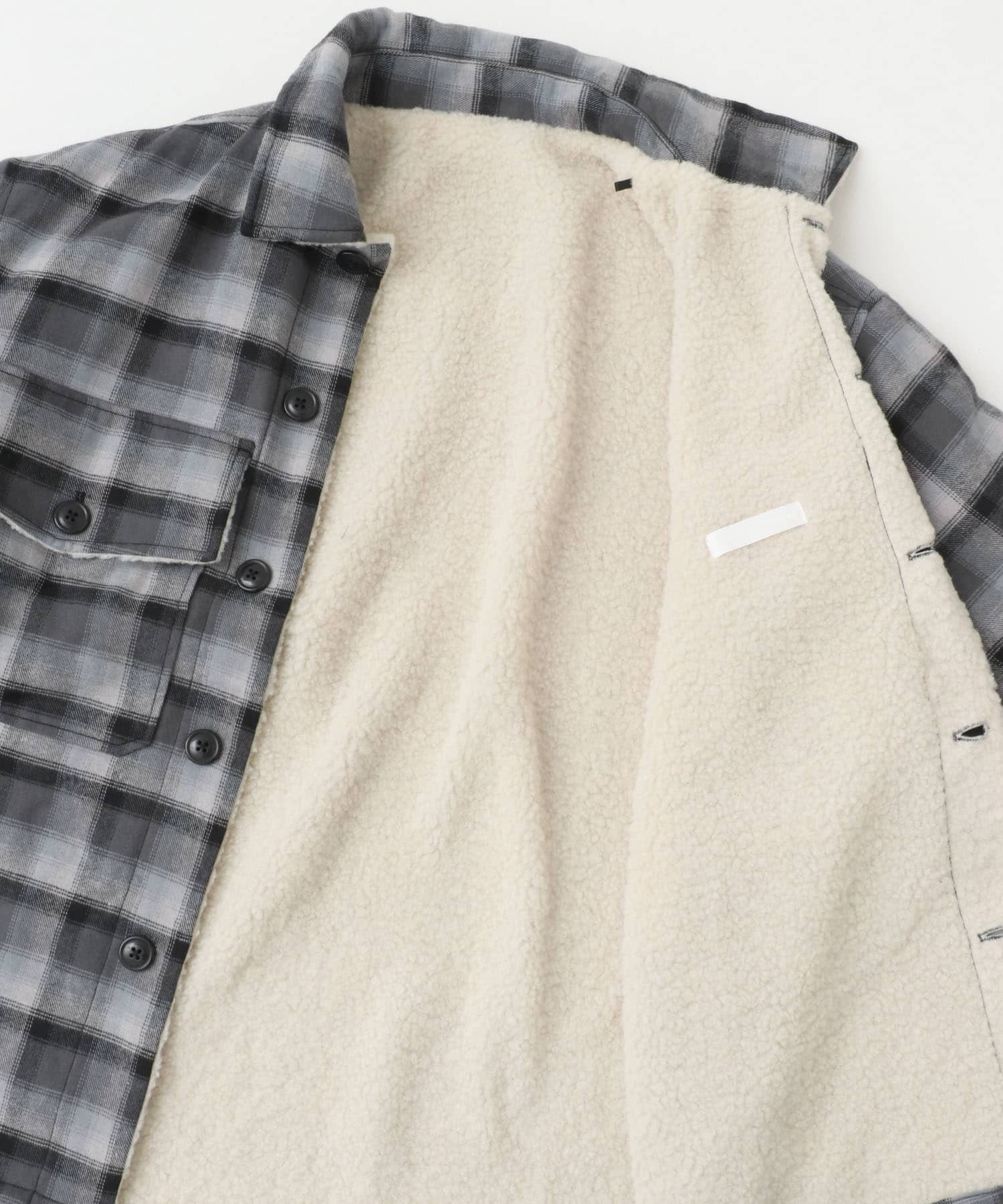 オンブレーチェックボアジャケット BLACK M