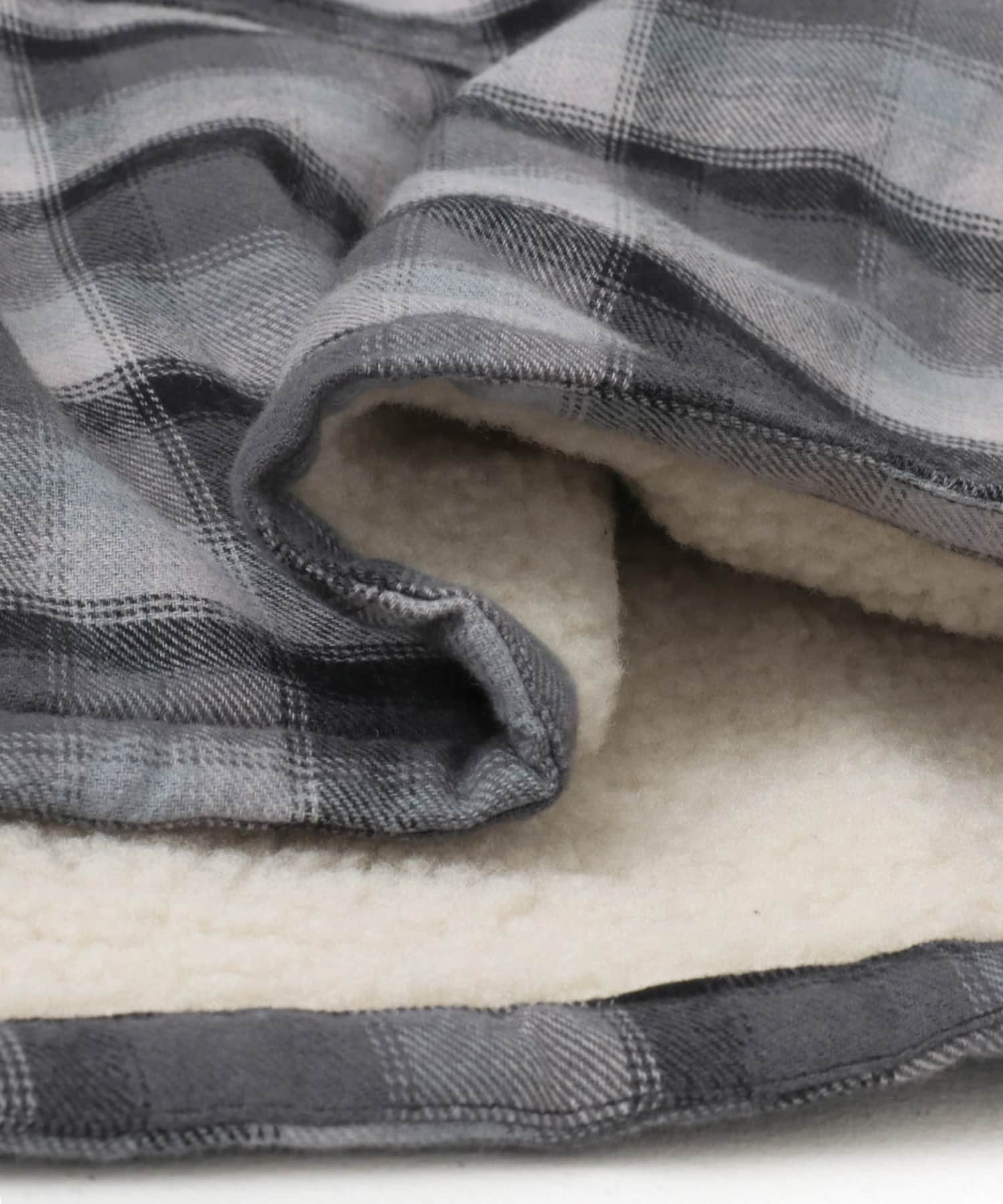 オンブレーチェックボアジャケット BLACK M