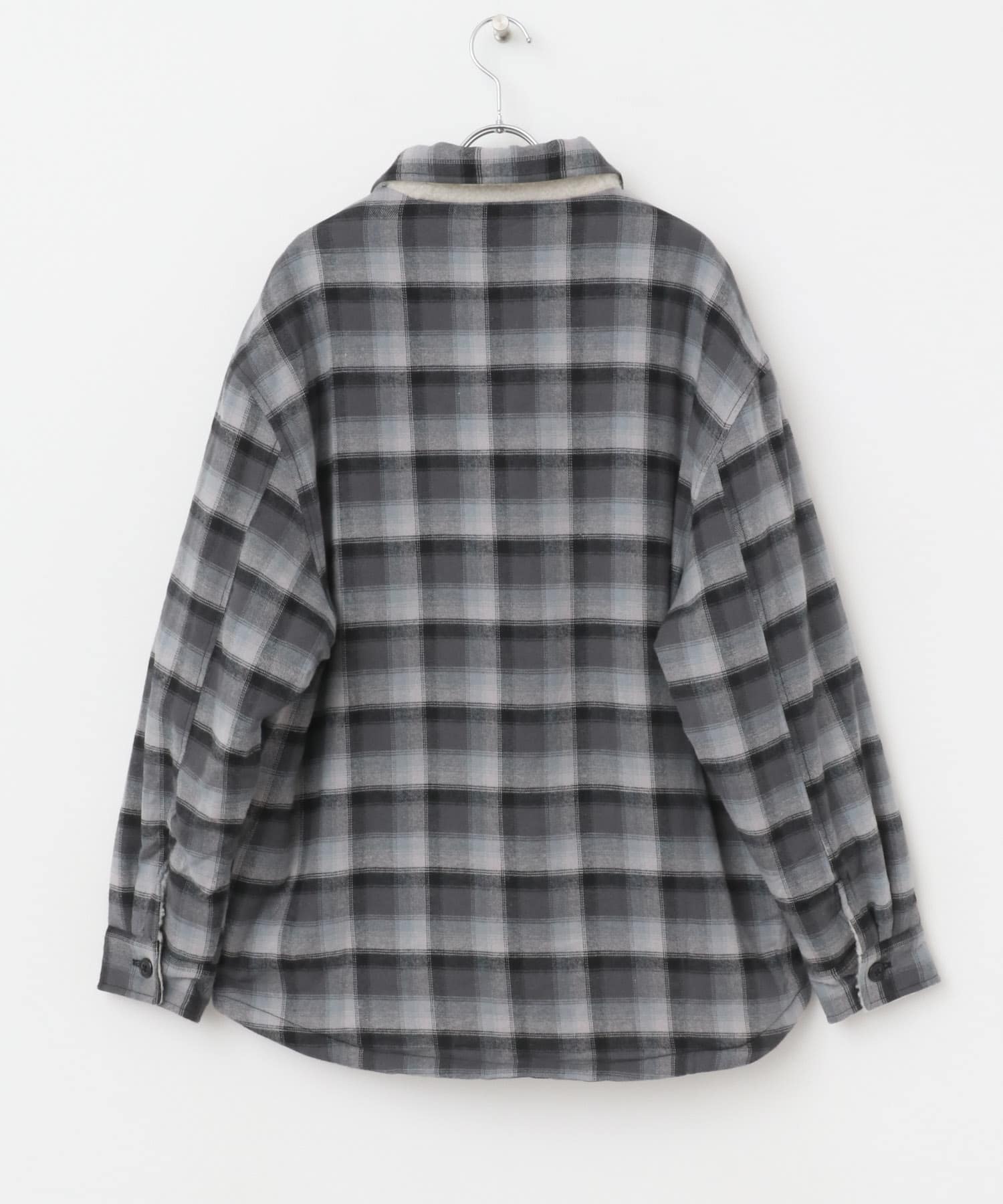 オンブレーチェックボアジャケット BLACK M