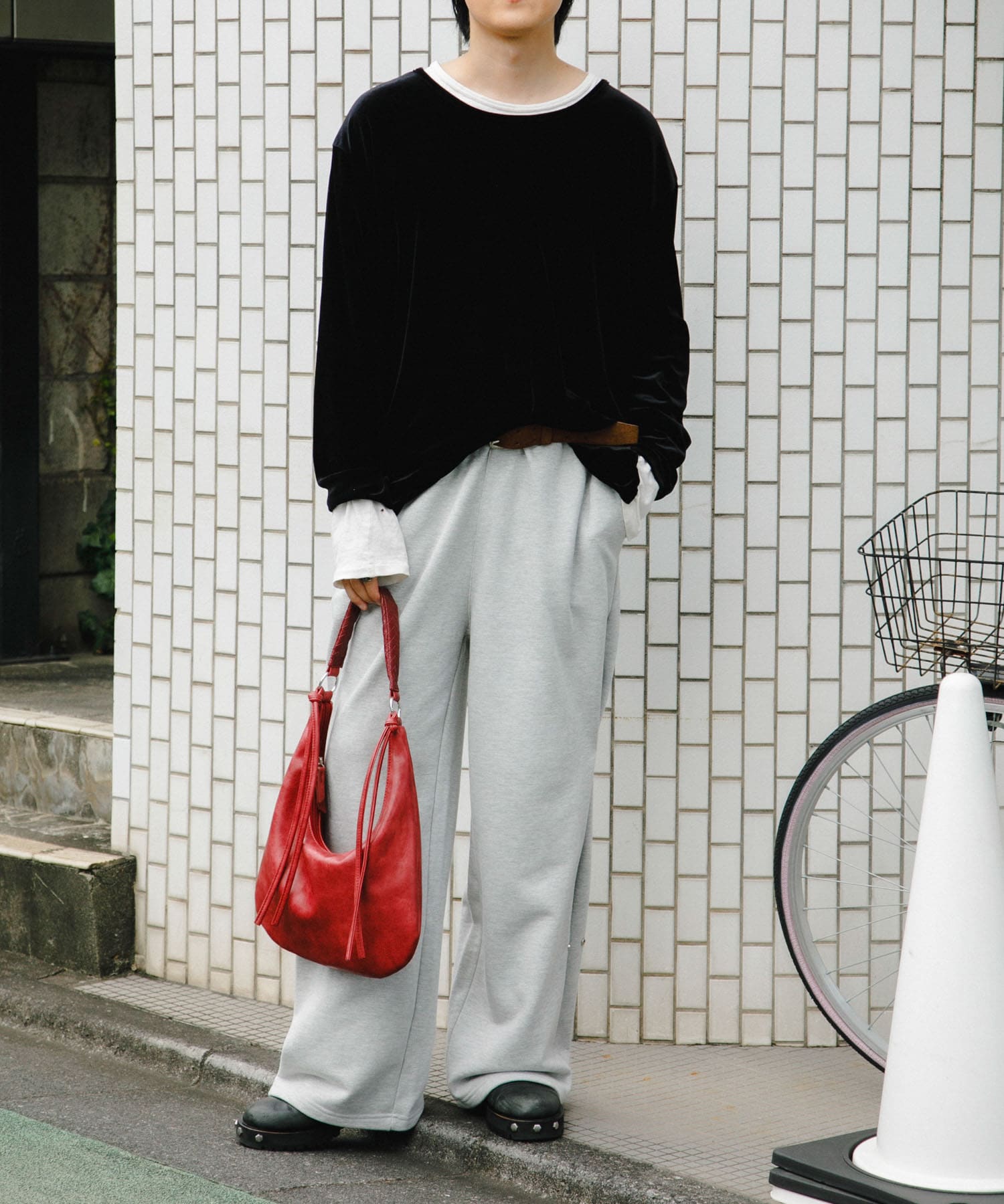 フェイクレザーヴィンテージハンドバッグ RED one