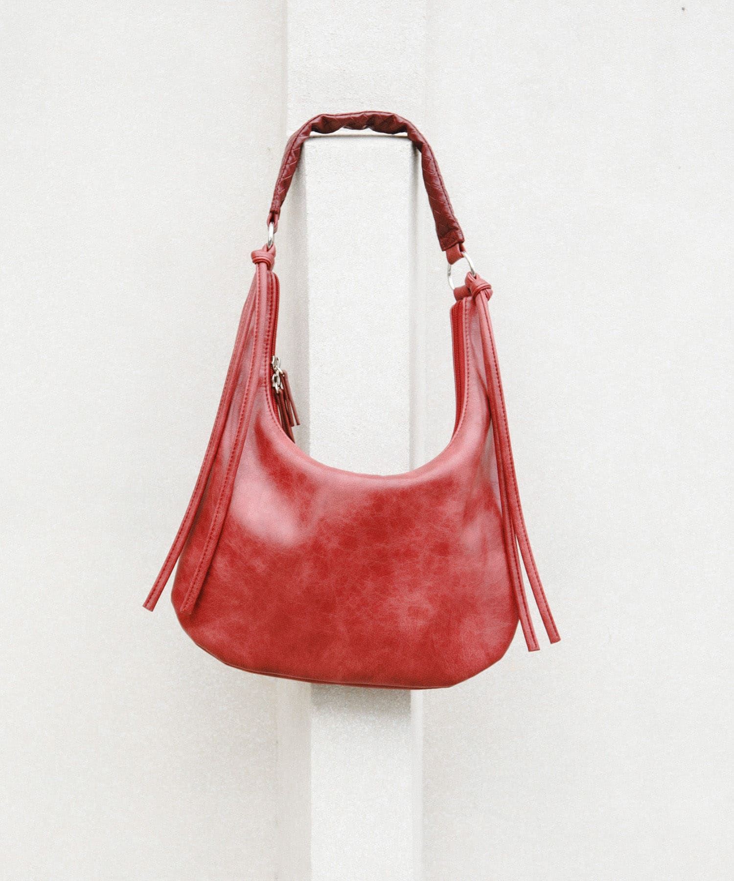 フェイクレザーヴィンテージハンドバッグ RED one
