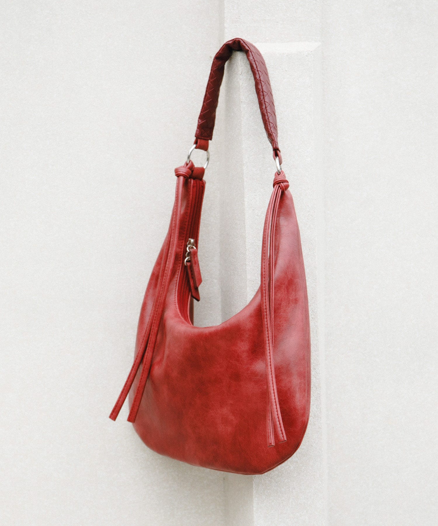 フェイクレザーヴィンテージハンドバッグ RED one
