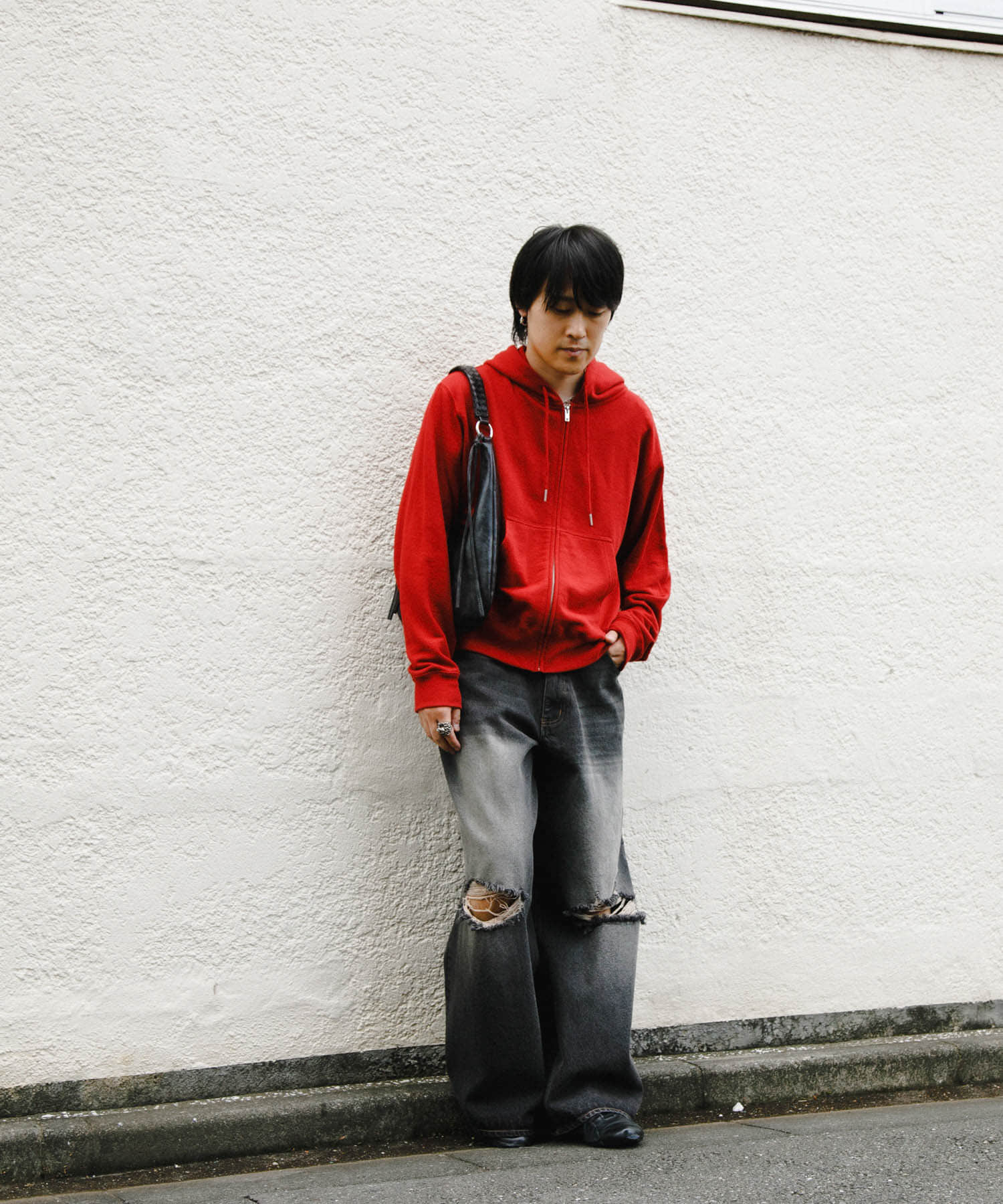 フェイクレザーヴィンテージハンドバッグ RED one
