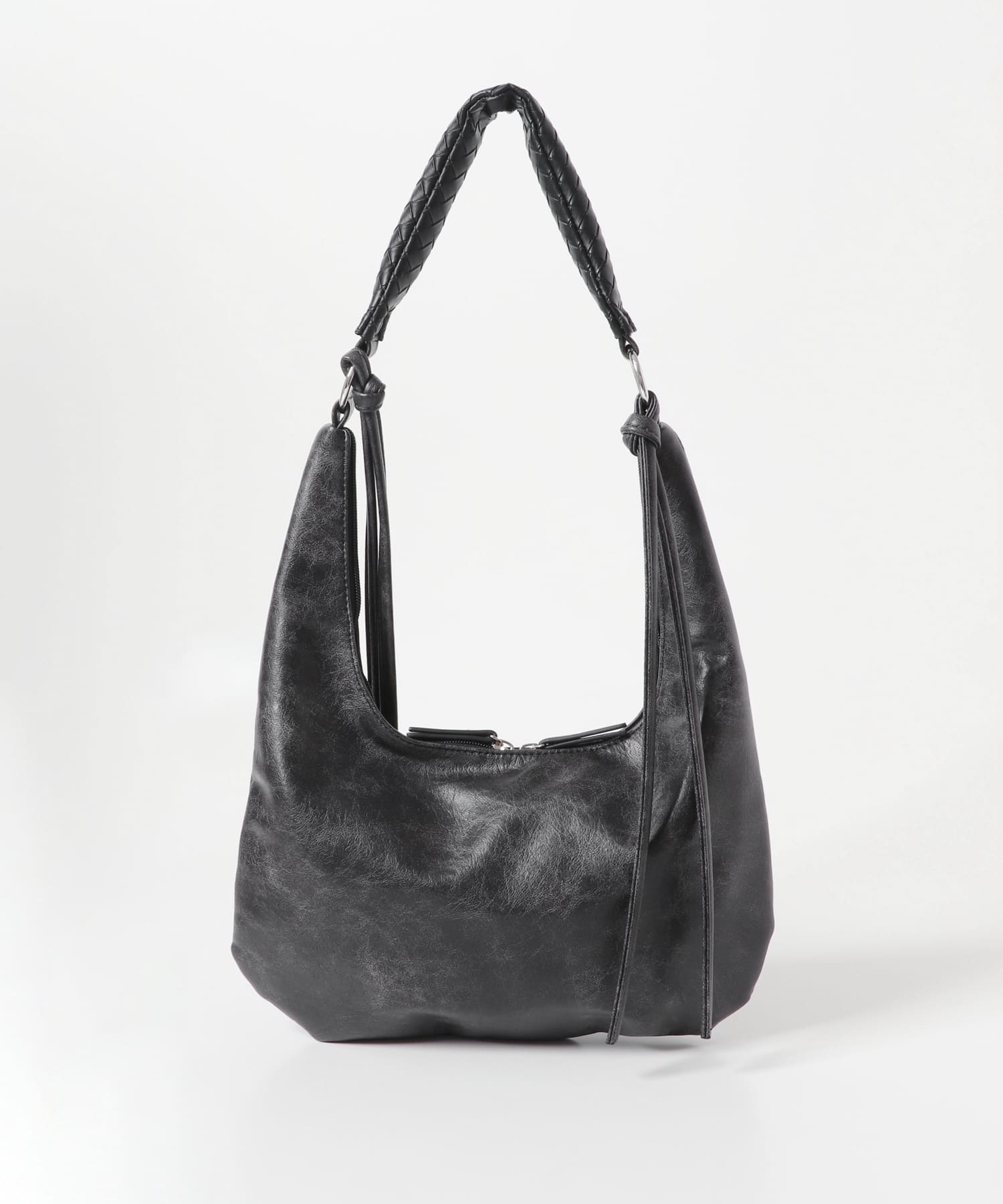 フェイクレザーヴィンテージハンドバッグ BLACK one