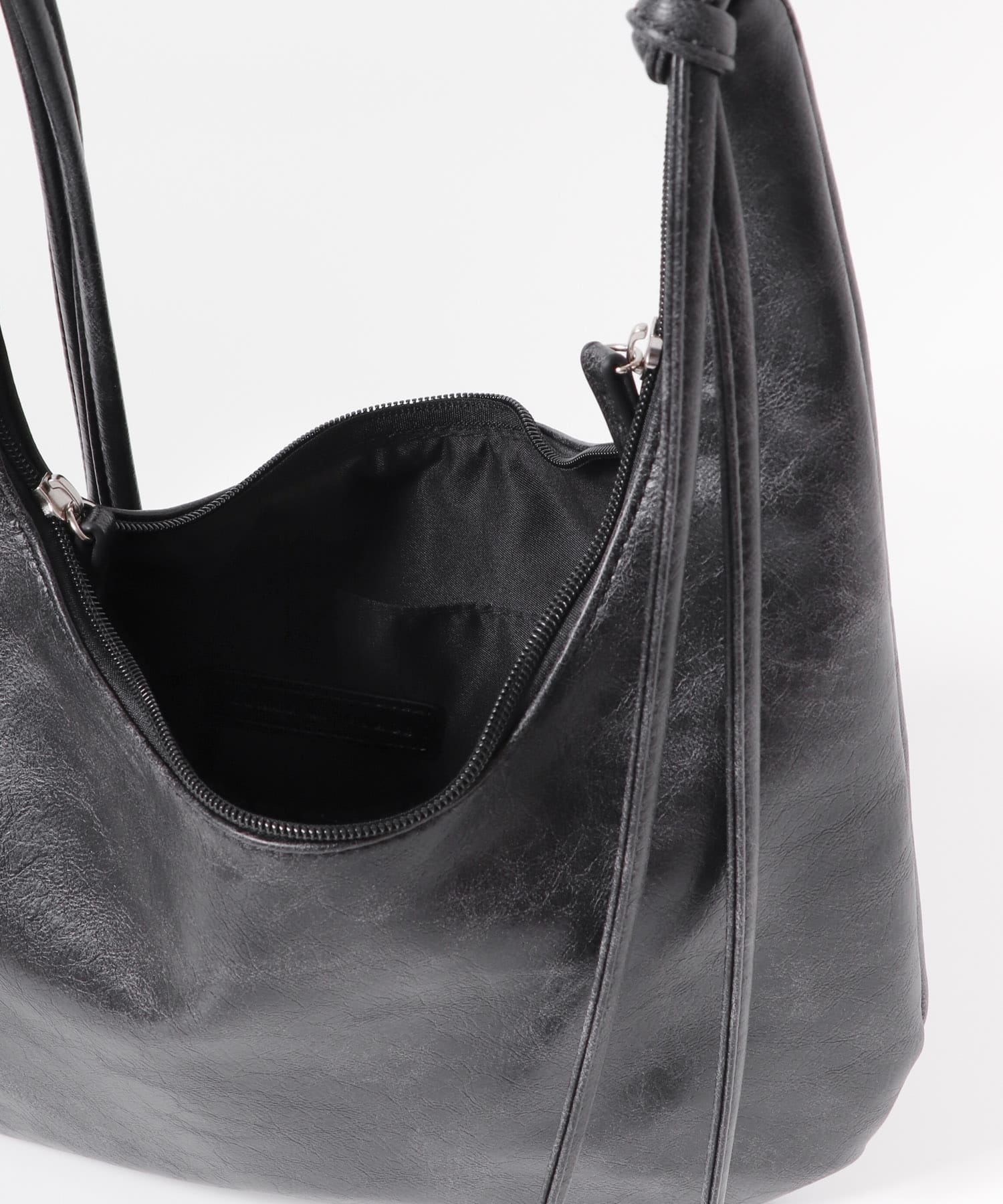 フェイクレザーヴィンテージハンドバッグ BLACK one