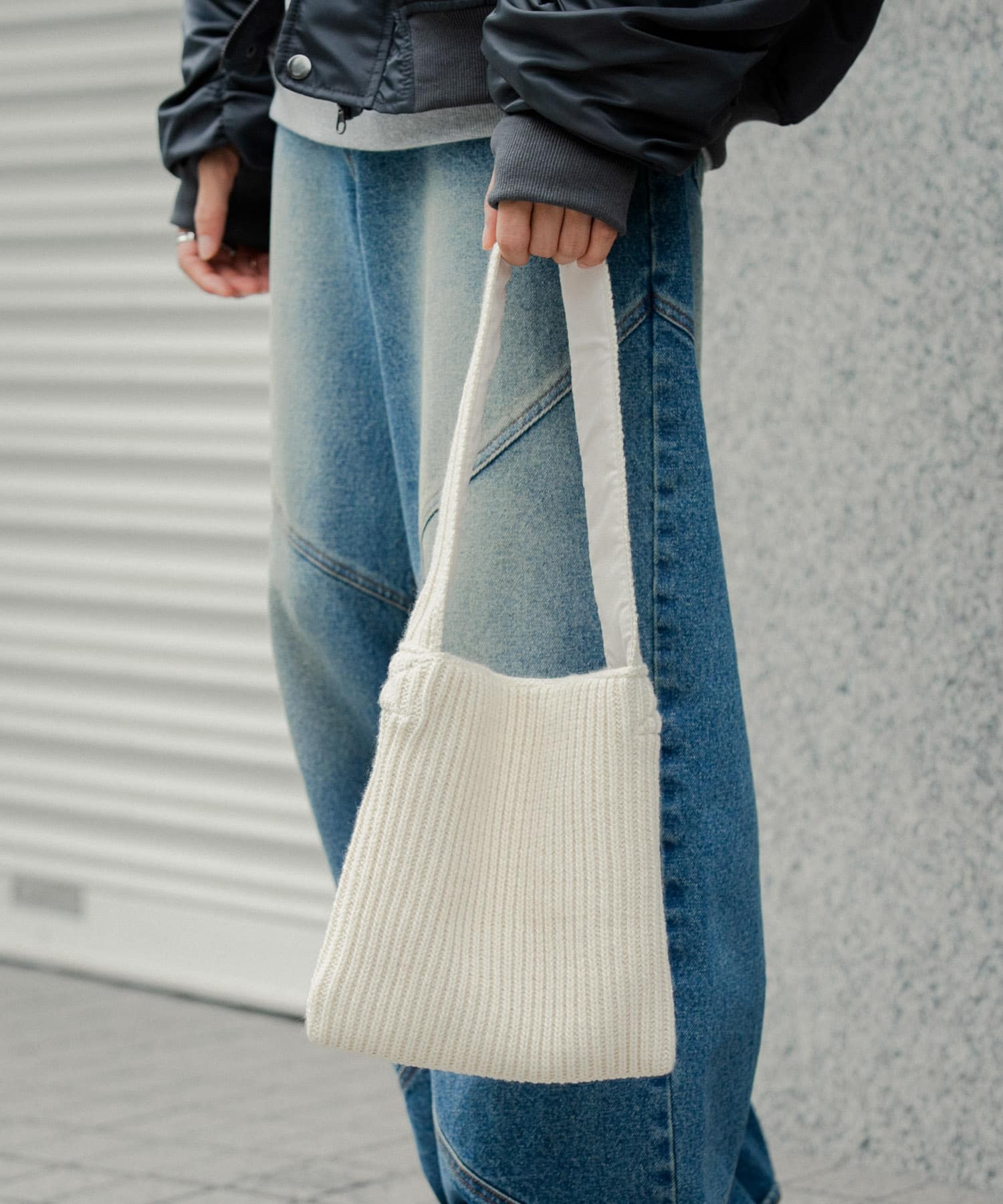 ニットスクエアバッグ IVORY one