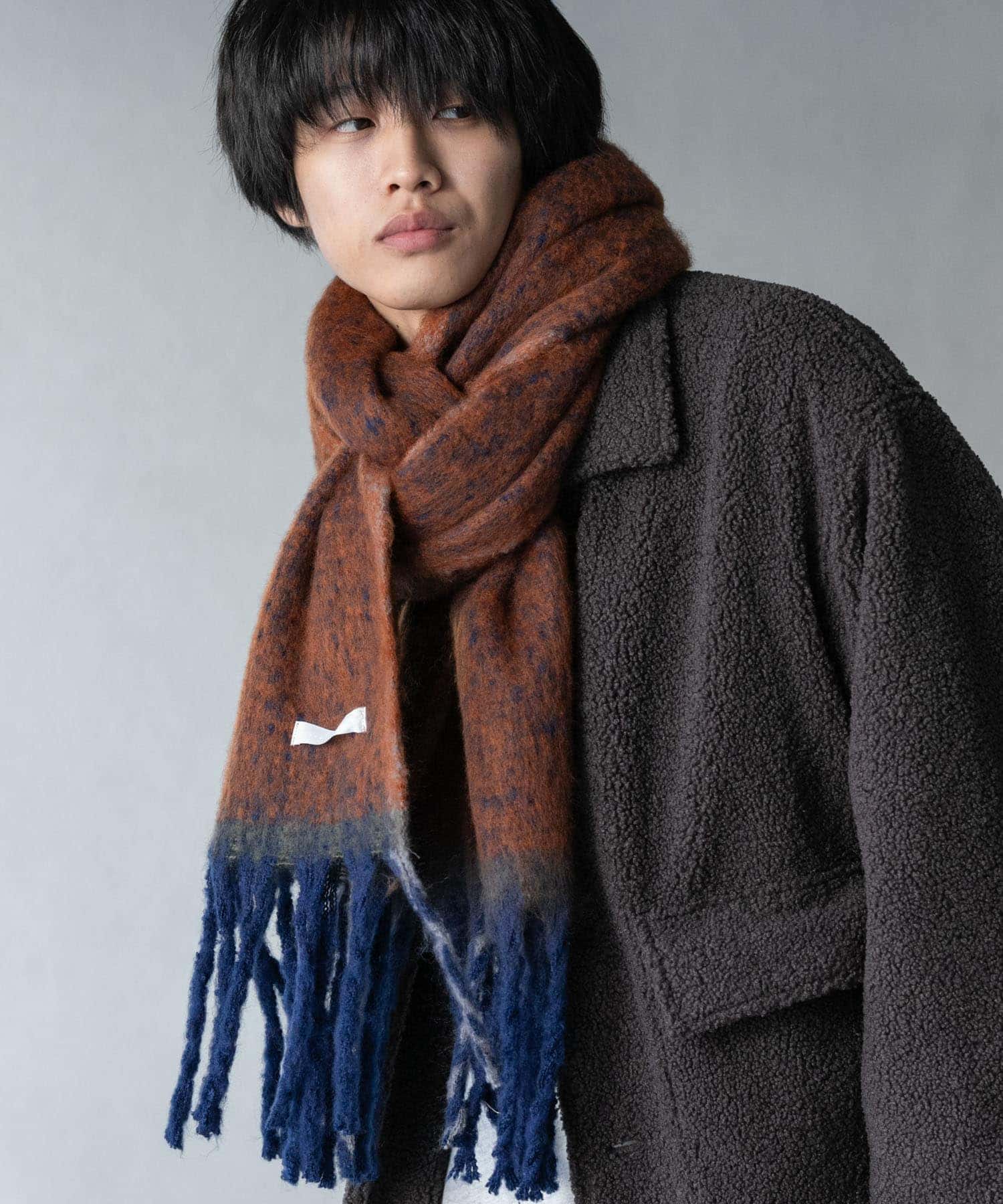 ミックスボリューム大判マフラー BROWN one