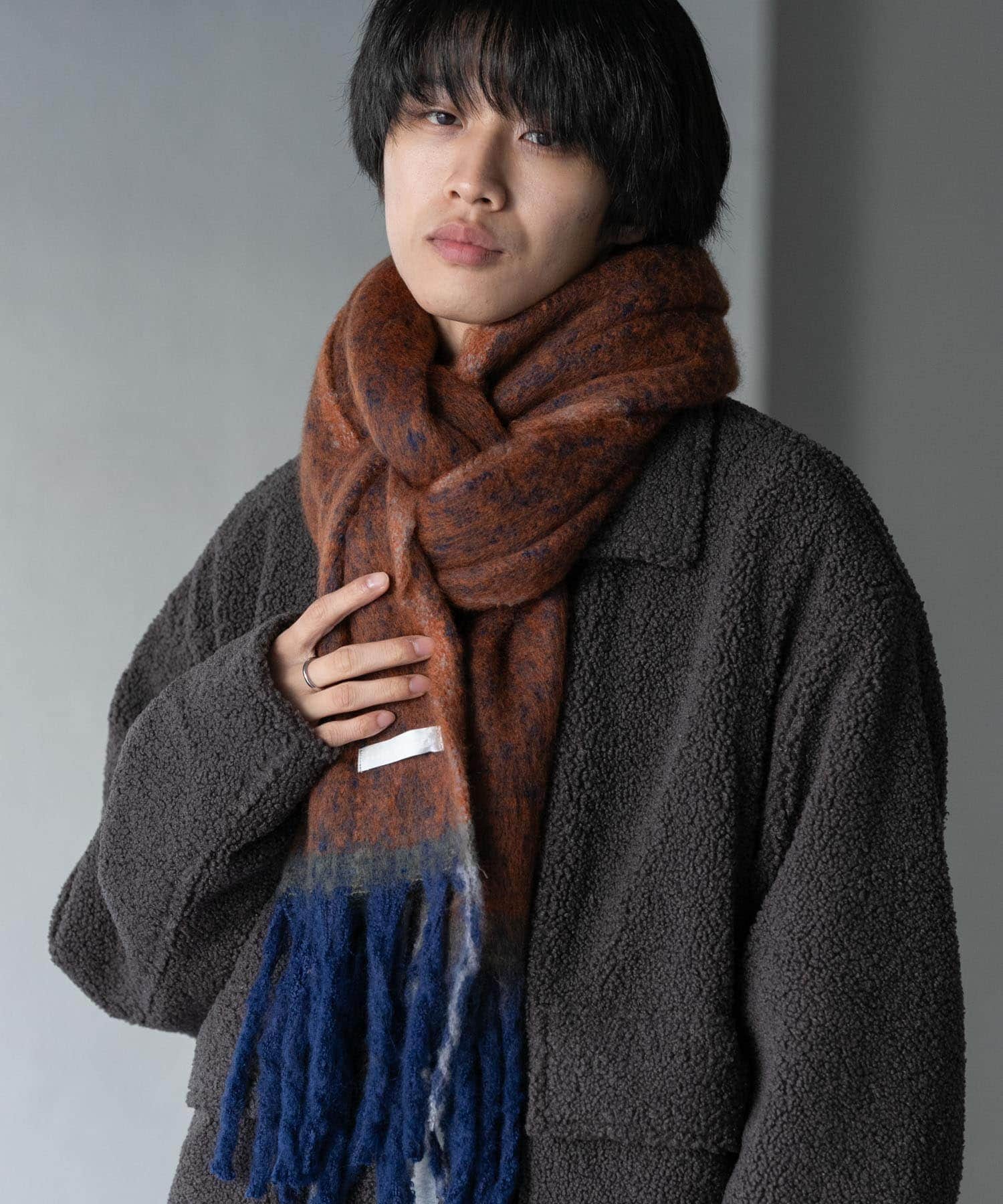 ミックスボリューム大判マフラー BROWN one