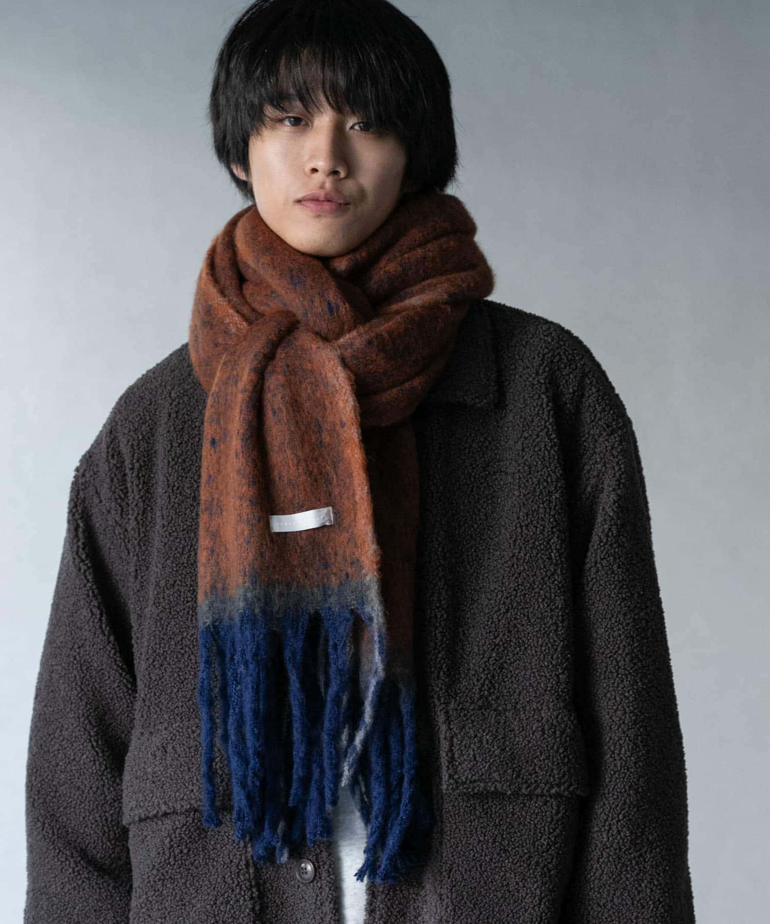 ミックスボリューム大判マフラー BROWN one