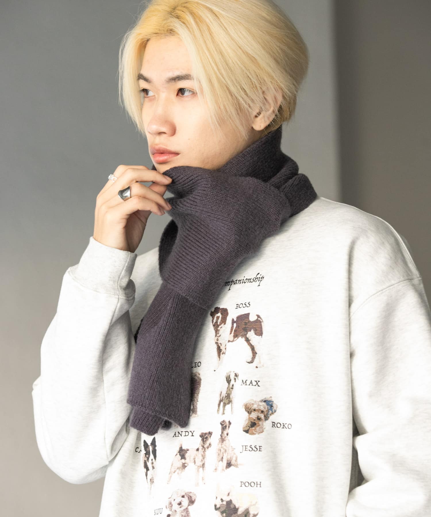 プレーンニットマフラー CHARCOAL one