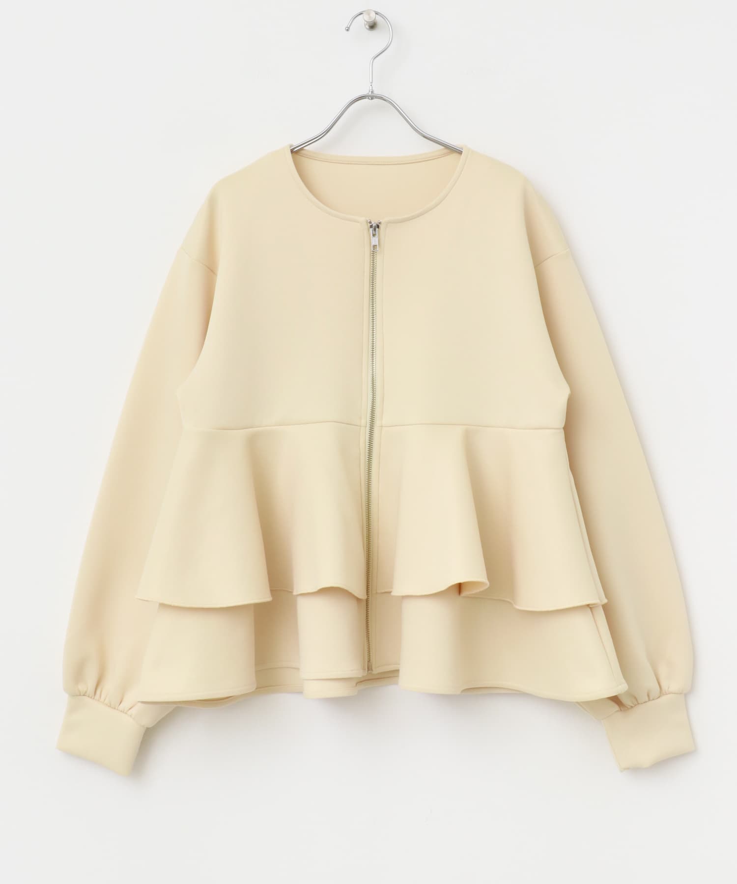 フリルペプラムジップカーディガン IVORY one