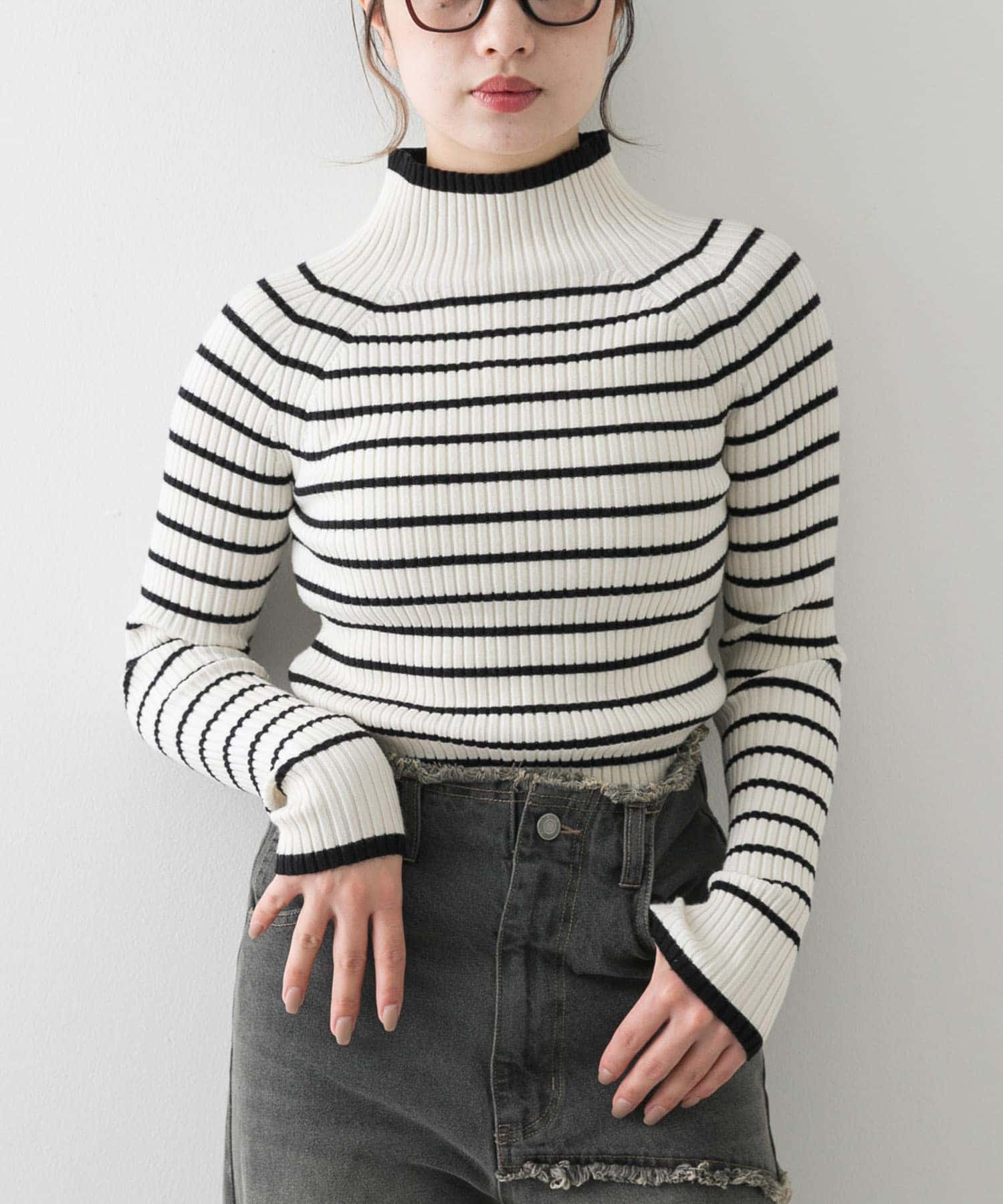 ストレッチリブハイネックセーター