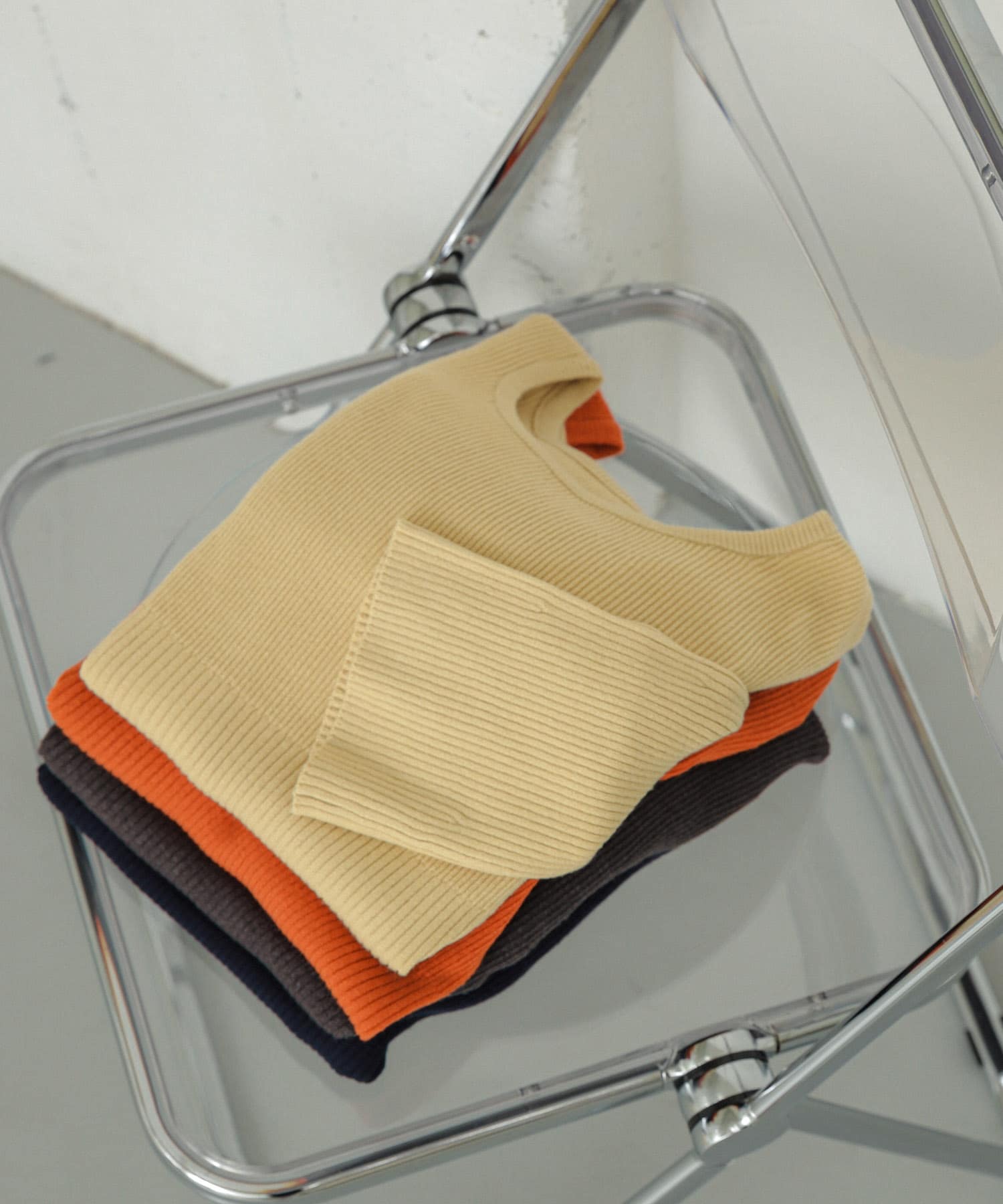 『WEB/一部店舗限定カラー』2WAYストレッチラウンドネックセーター BEIGE one