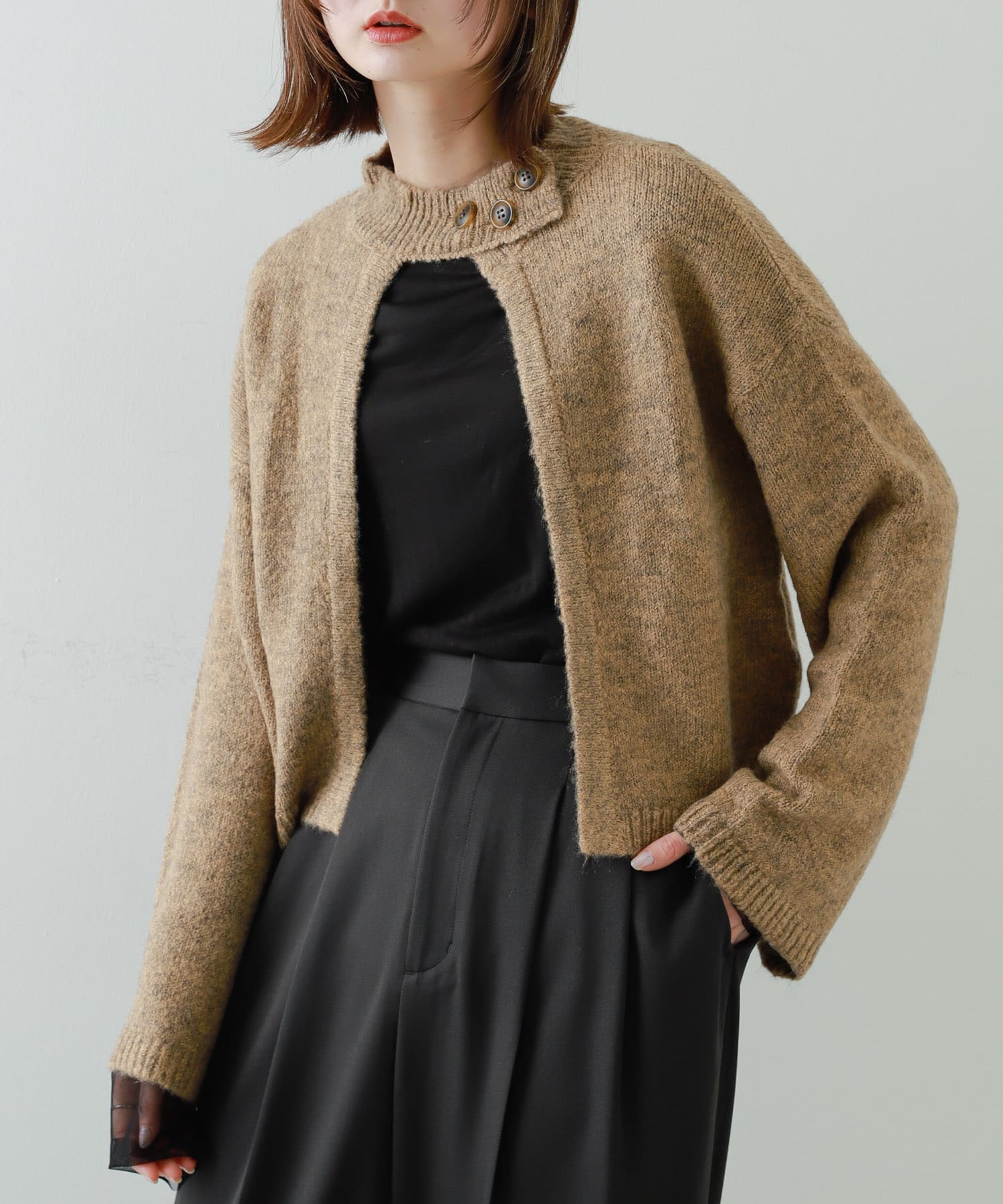 『別注』さらさ×SENSE OF PLACE　チョーカーニットカーディガン