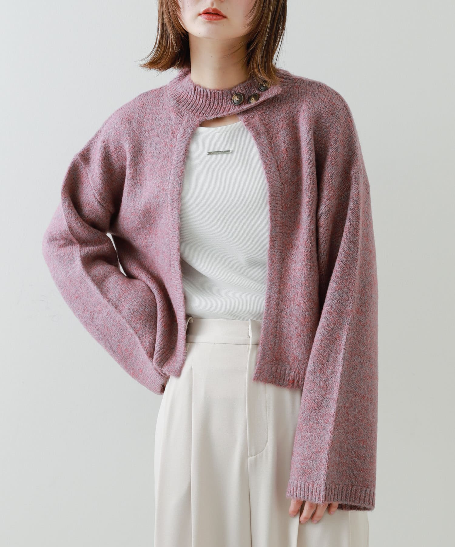 『別注』さらさ×SENSE OF PLACE　チョーカーニットカーディガン