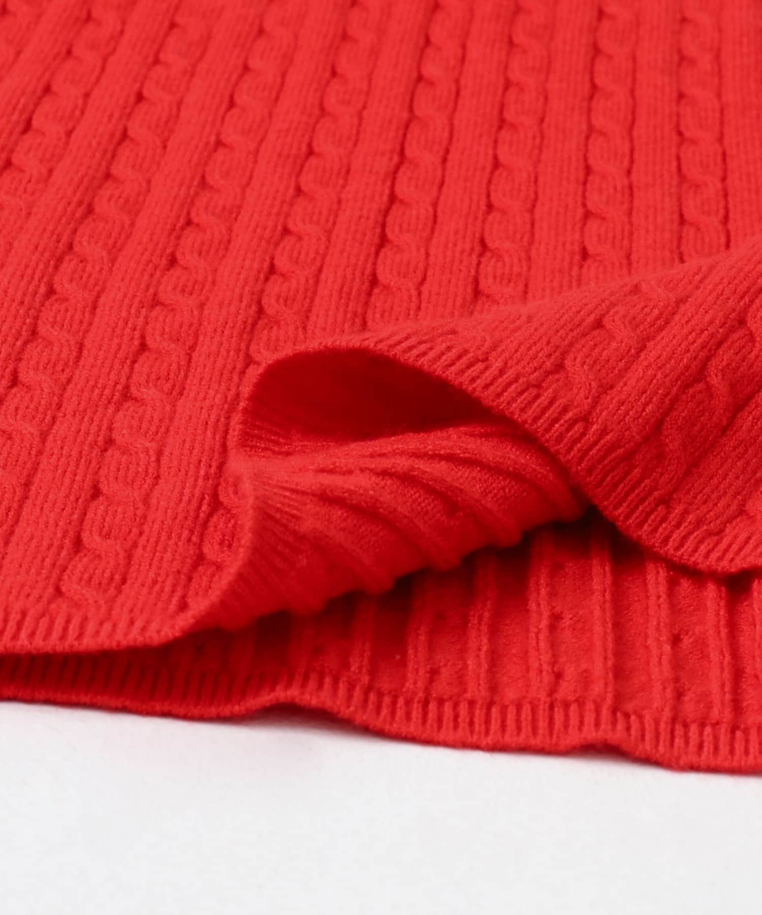 『WEB/一部店舗限定カラー』ヘンリーネックミニケーブルセーター RED one