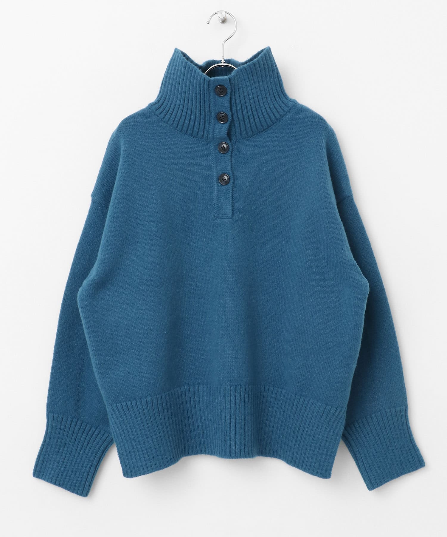『WEB/一部店舗限定カラー』2WAYタートルネックルーズセーター BLUE one