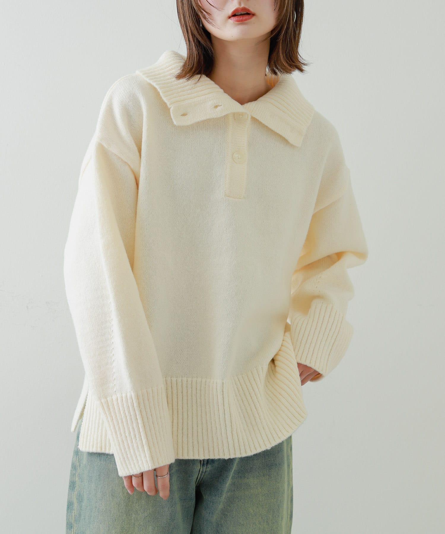 『WEB/一部店舗限定カラー』2WAYタートルネックルーズセーター