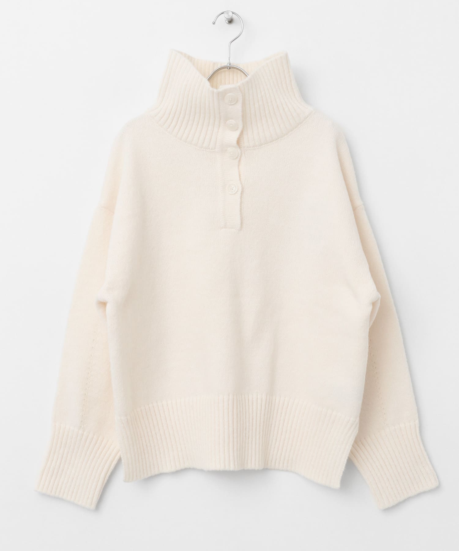 『WEB/一部店舗限定カラー』2WAYタートルネックルーズセーター OFF WHITE one