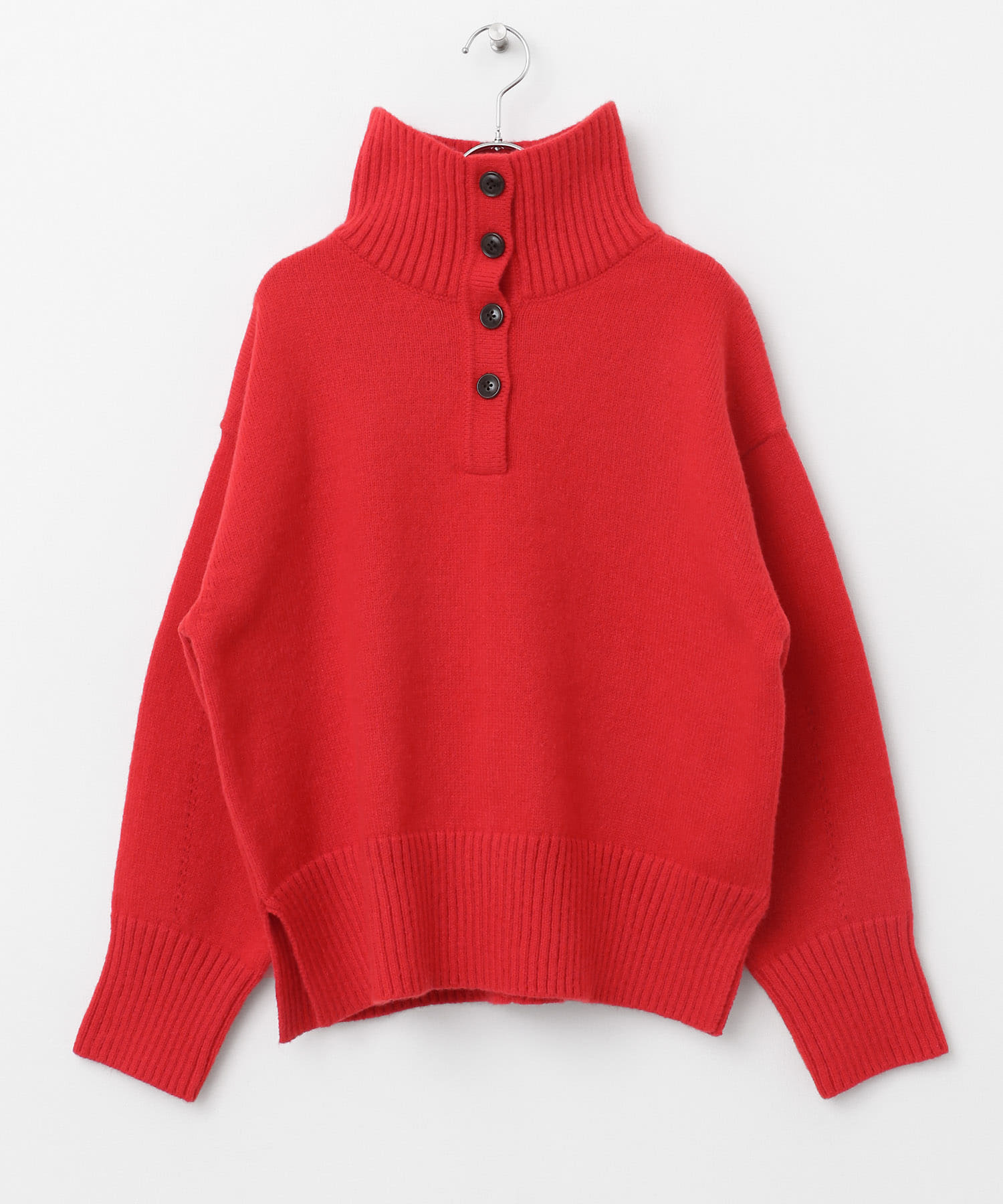 『WEB/一部店舗限定カラー』2WAYタートルネックルーズセーター RED one