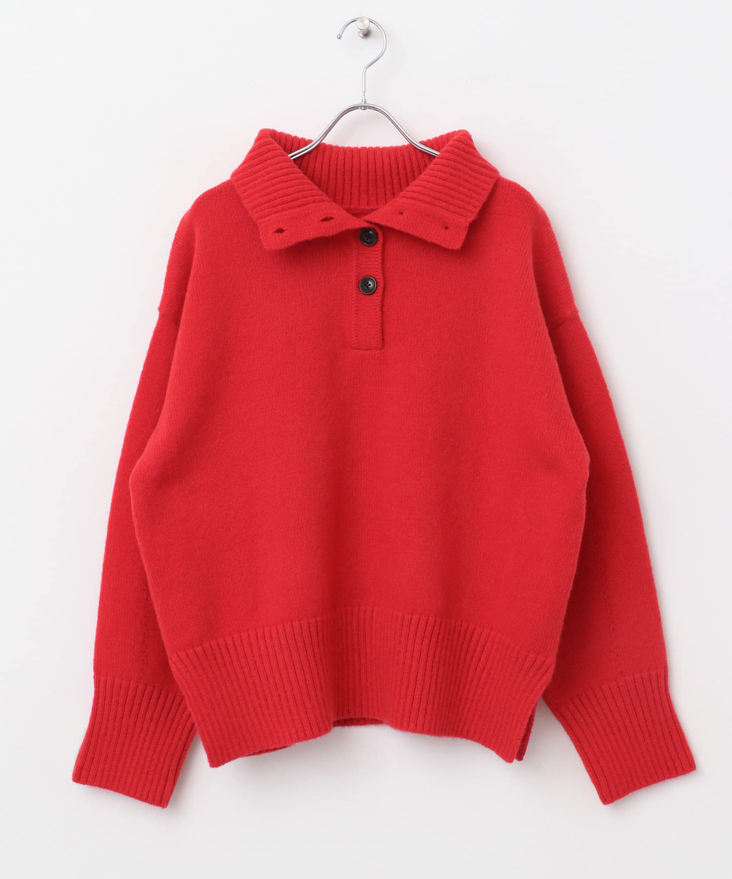 『WEB/一部店舗限定カラー』2WAYタートルネックルーズセーター RED one