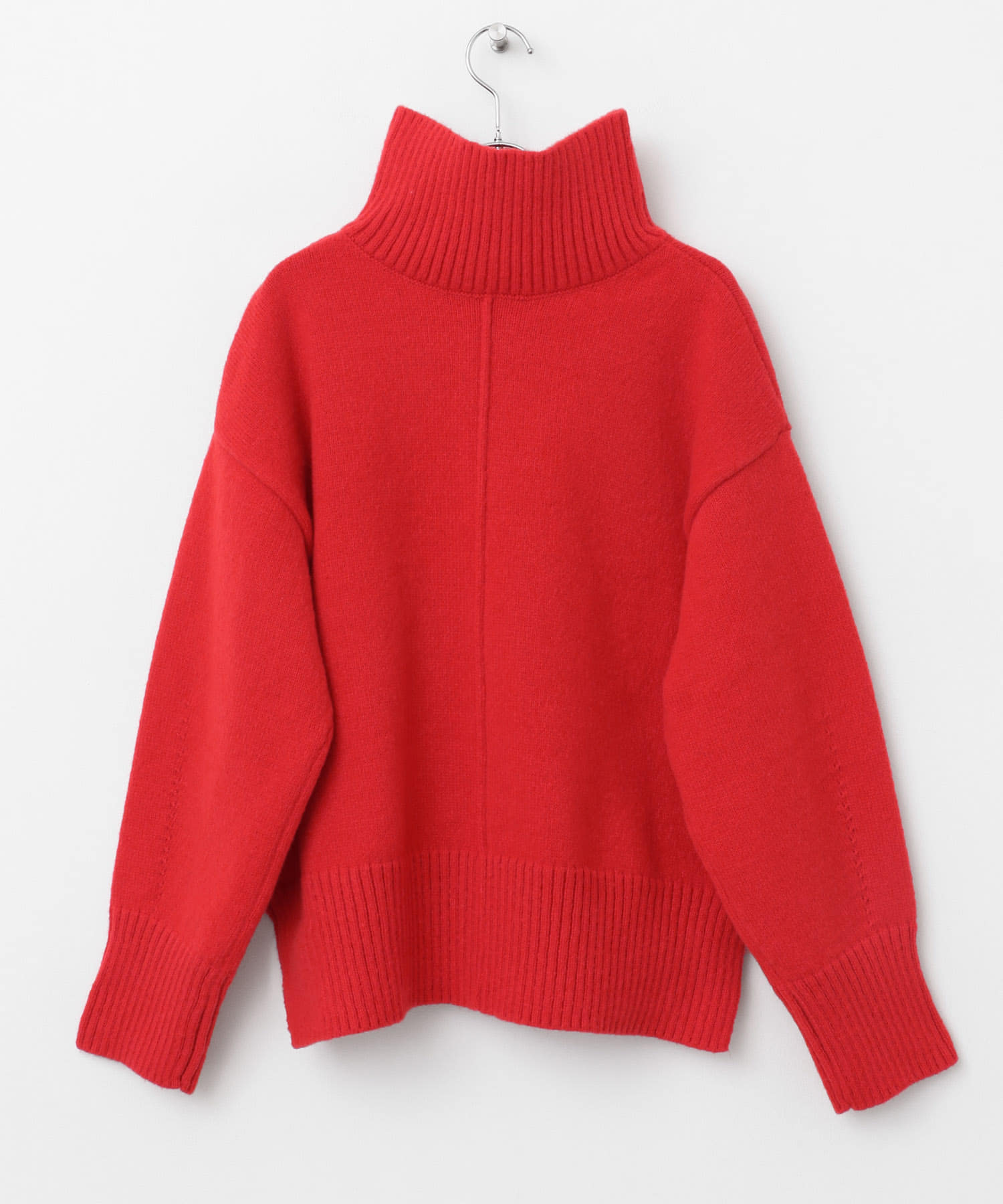 『WEB/一部店舗限定カラー』2WAYタートルネックルーズセーター RED one