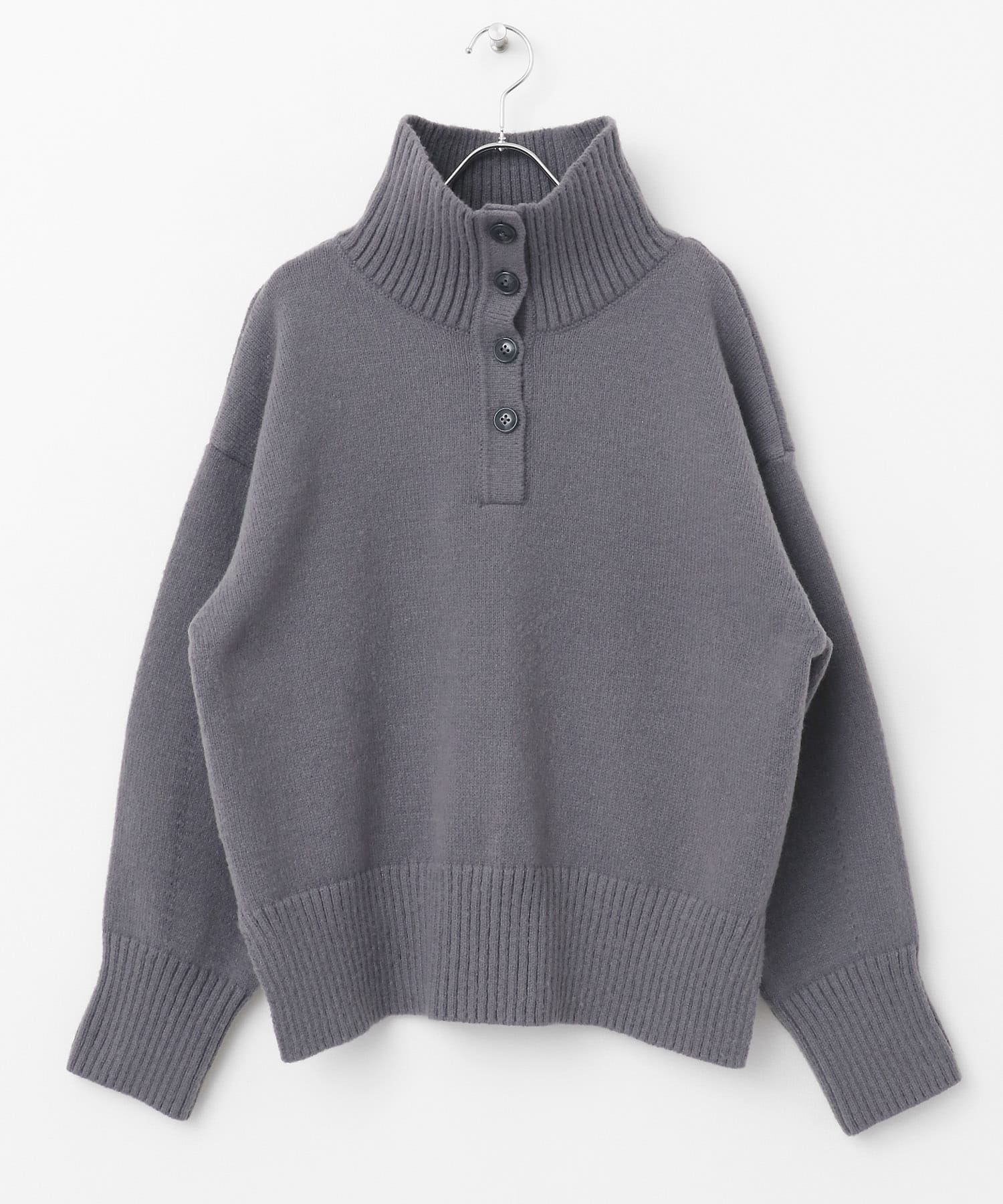 『WEB/一部店舗限定カラー』2WAYタートルネックルーズセーター GRAY one