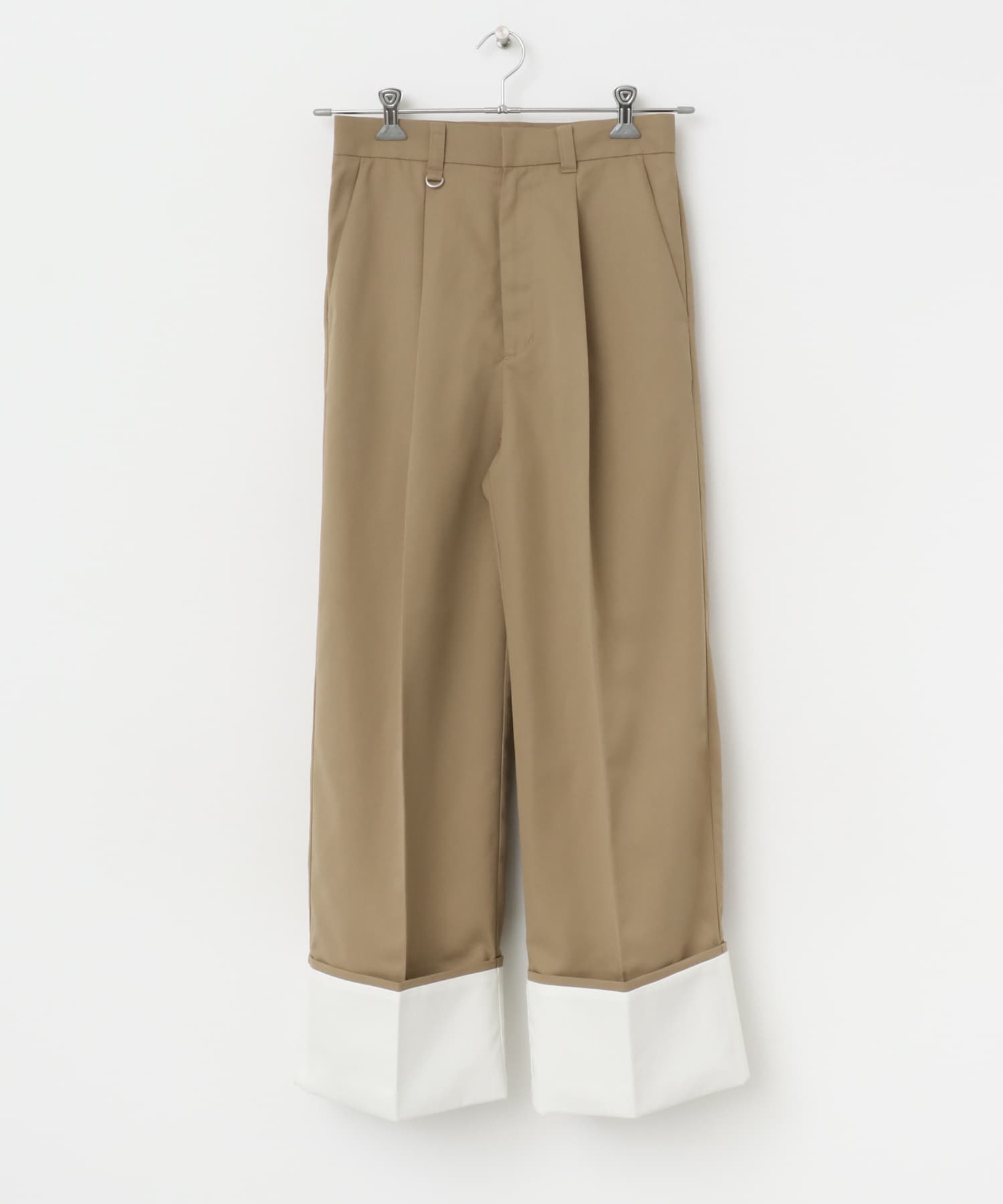 ワイドターンバックパンツ BEIGE S