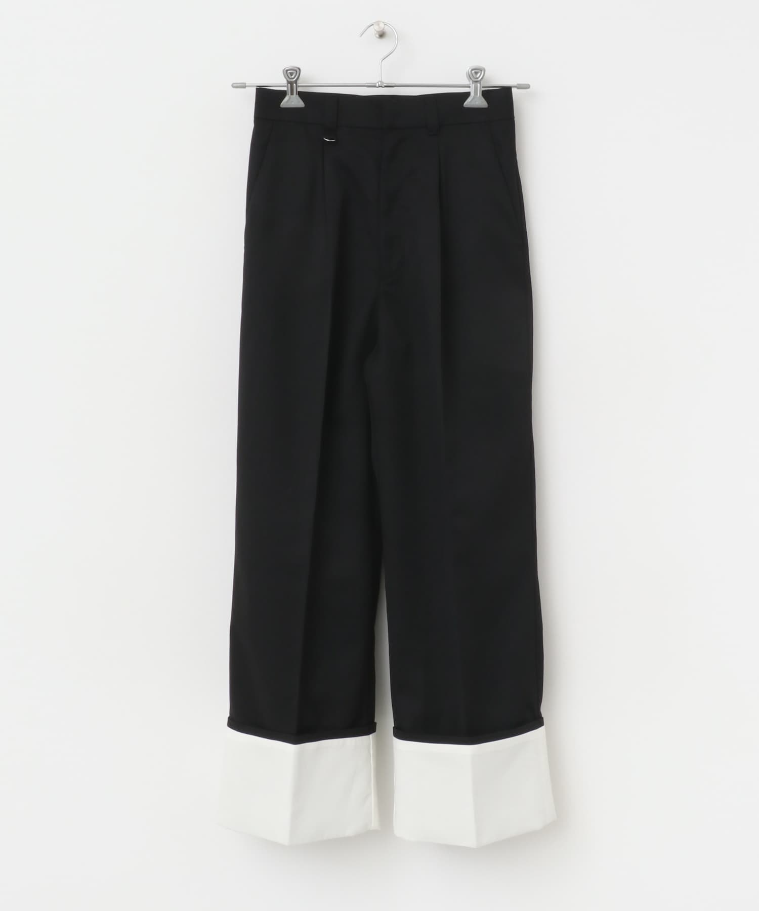 ワイドターンバックパンツ BLACK S