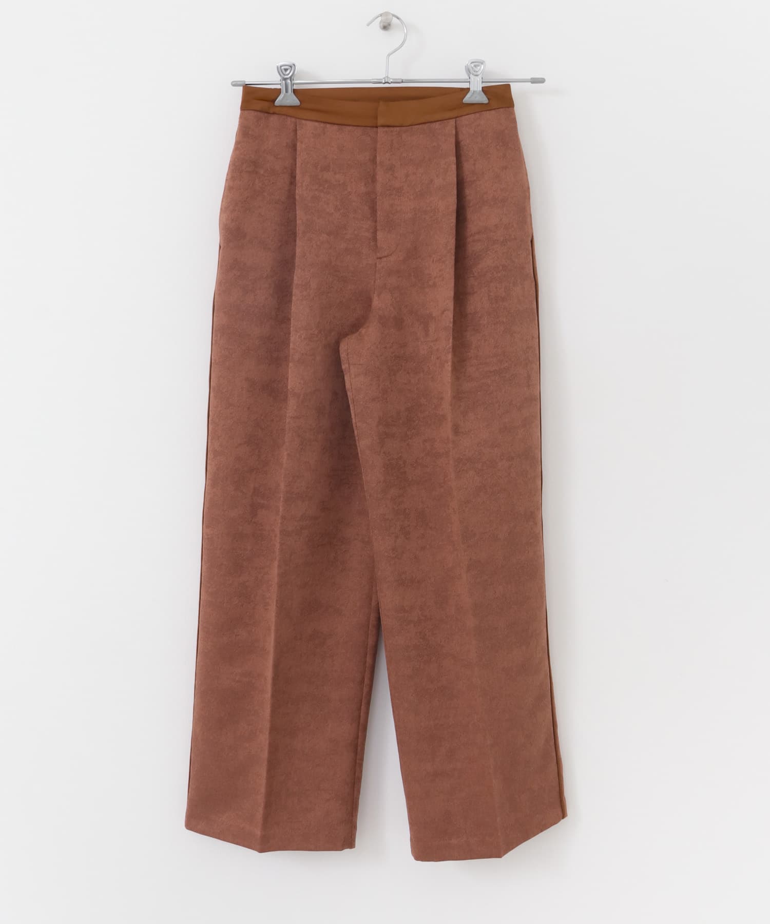 サテンパイピングジャガードパンツ BROWN S