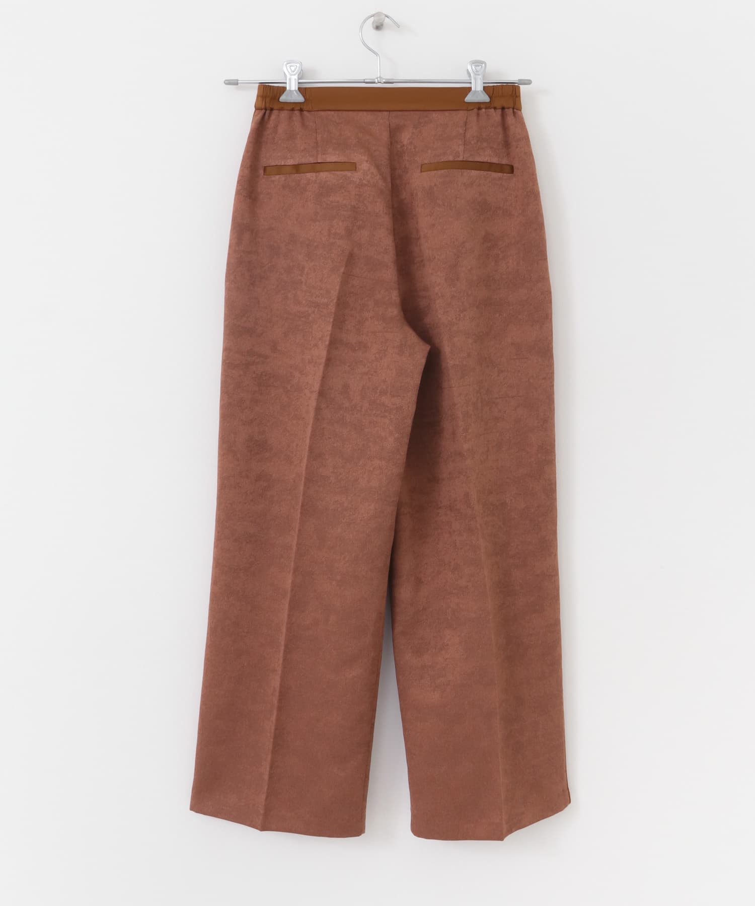 サテンパイピングジャガードパンツ BROWN S