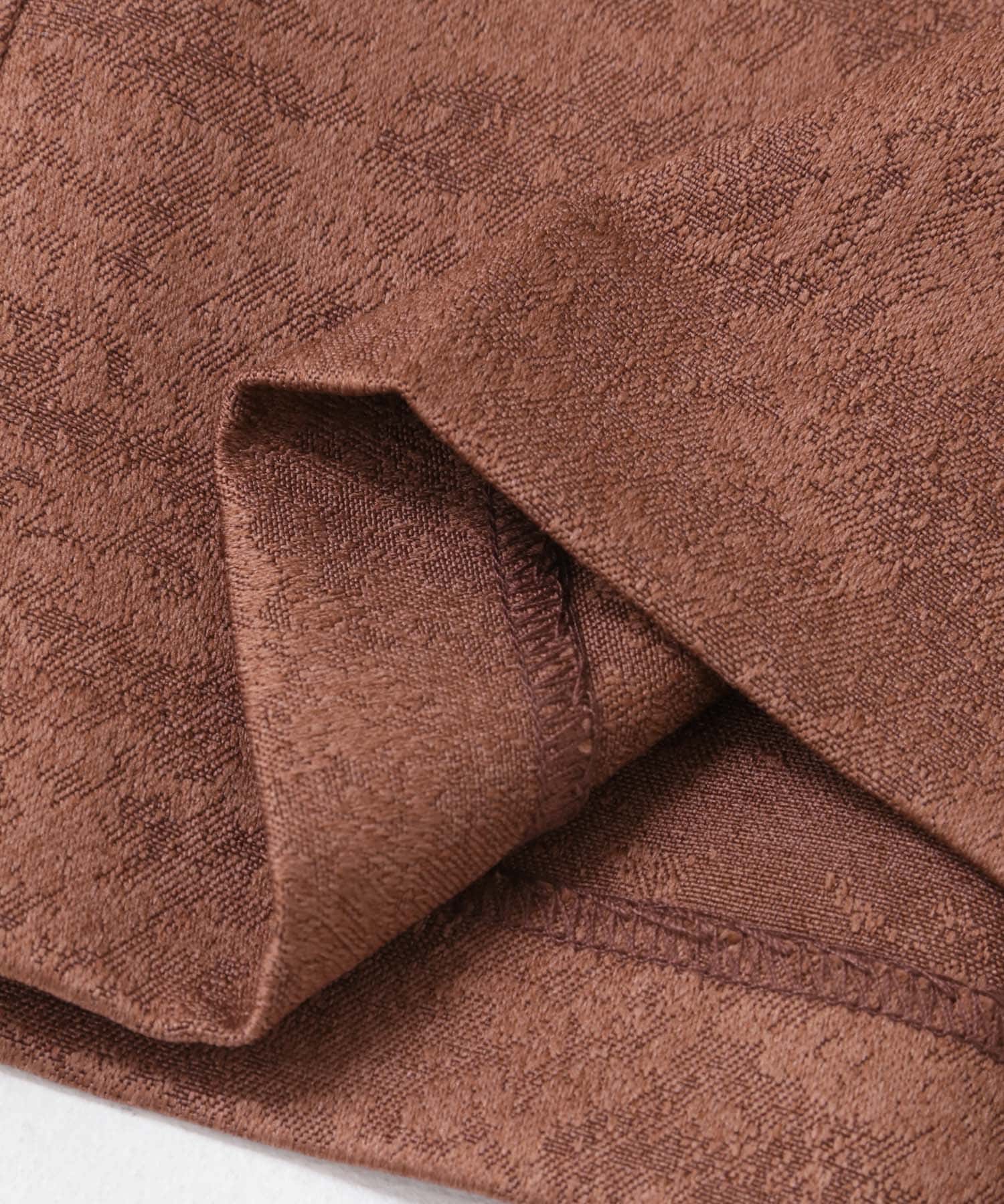 サテンパイピングジャガードパンツ BROWN S