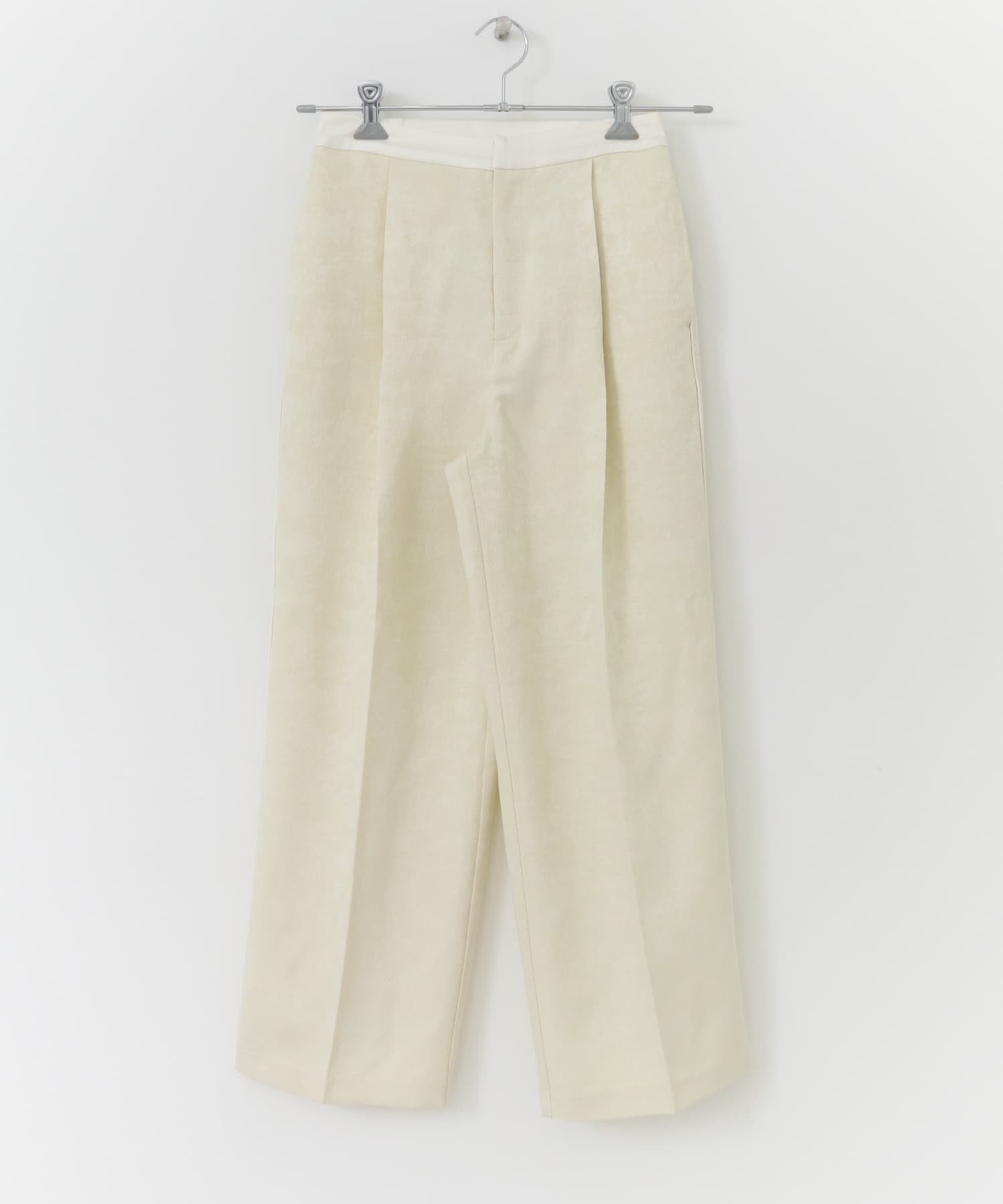 サテンパイピングジャガードパンツ IVORY S