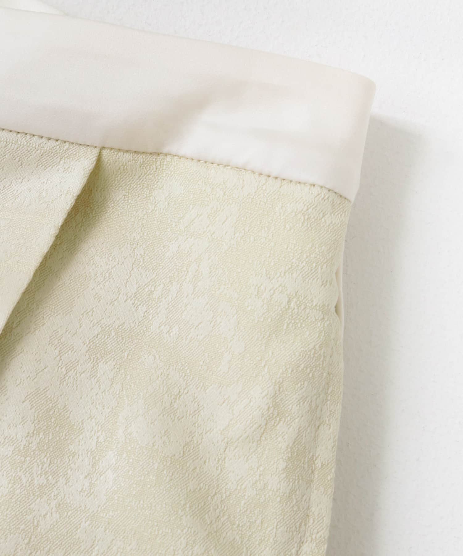 サテンパイピングジャガードパンツ IVORY S