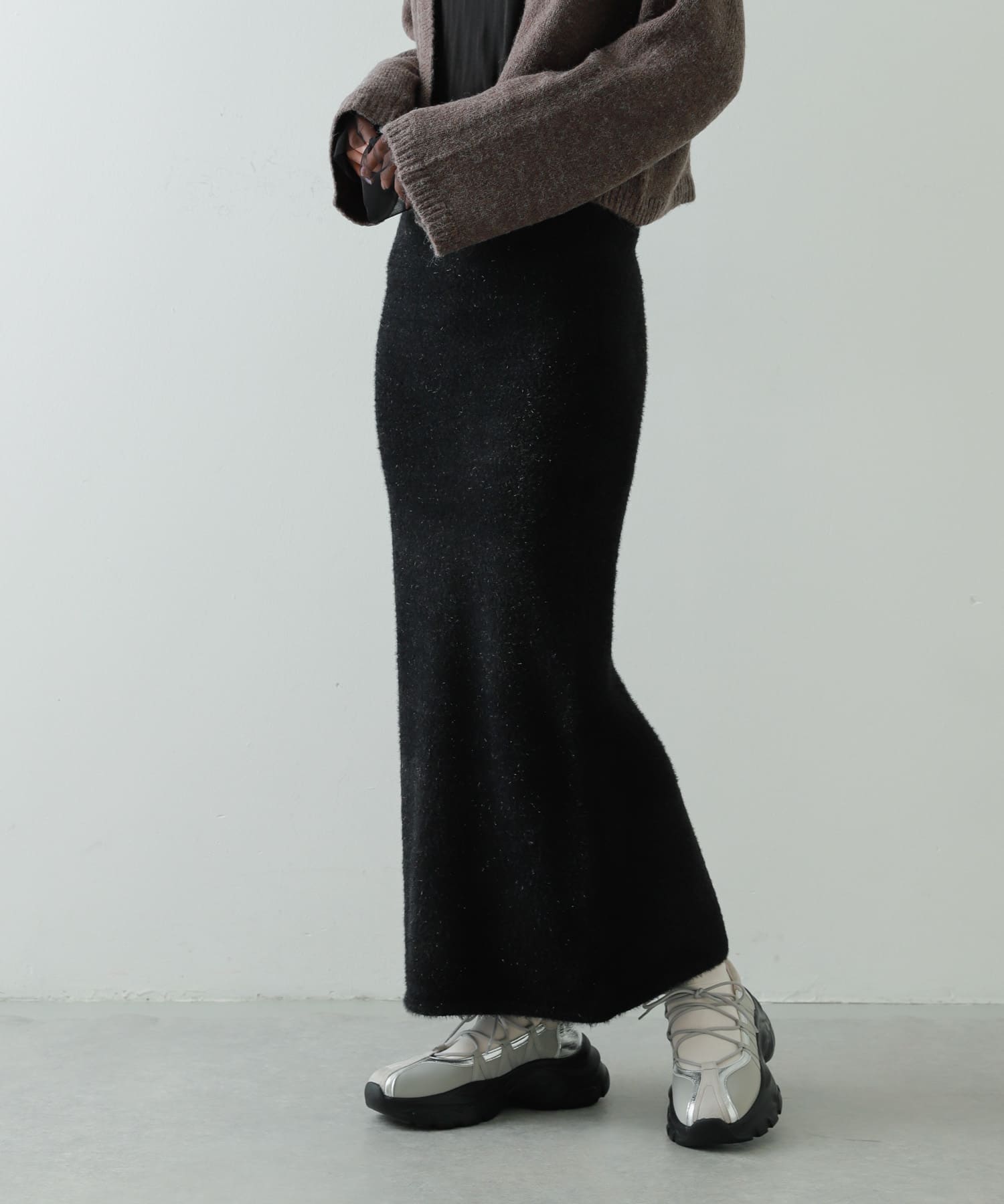 『別注』さらさ×SENSE OF PLACE　ラメシャギーニットスカート