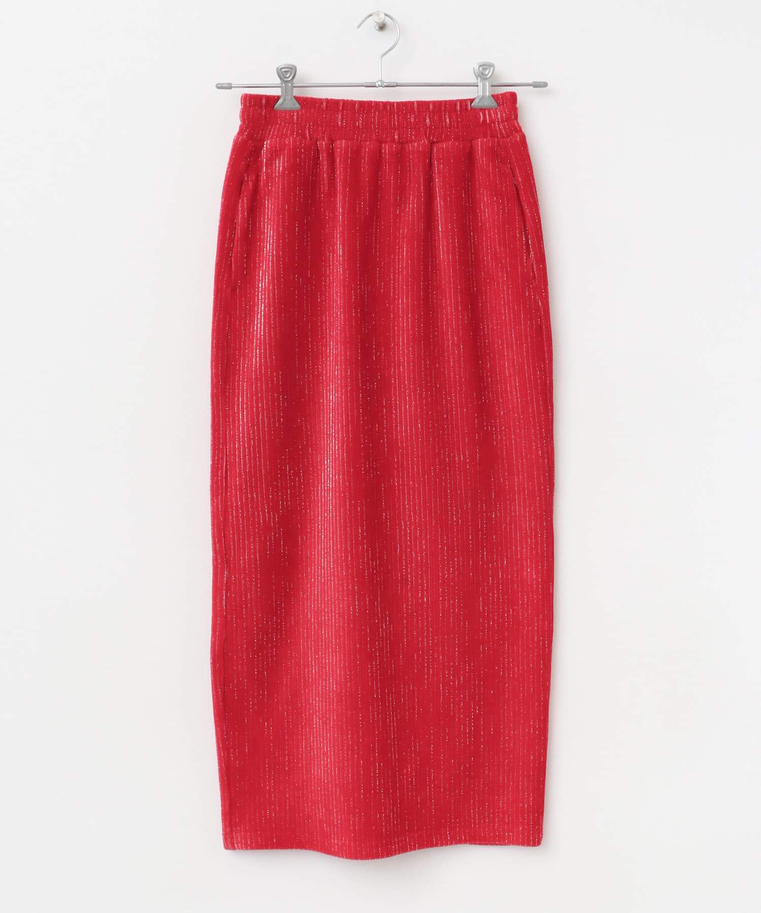 ラメカットコールナロースカート RED Short