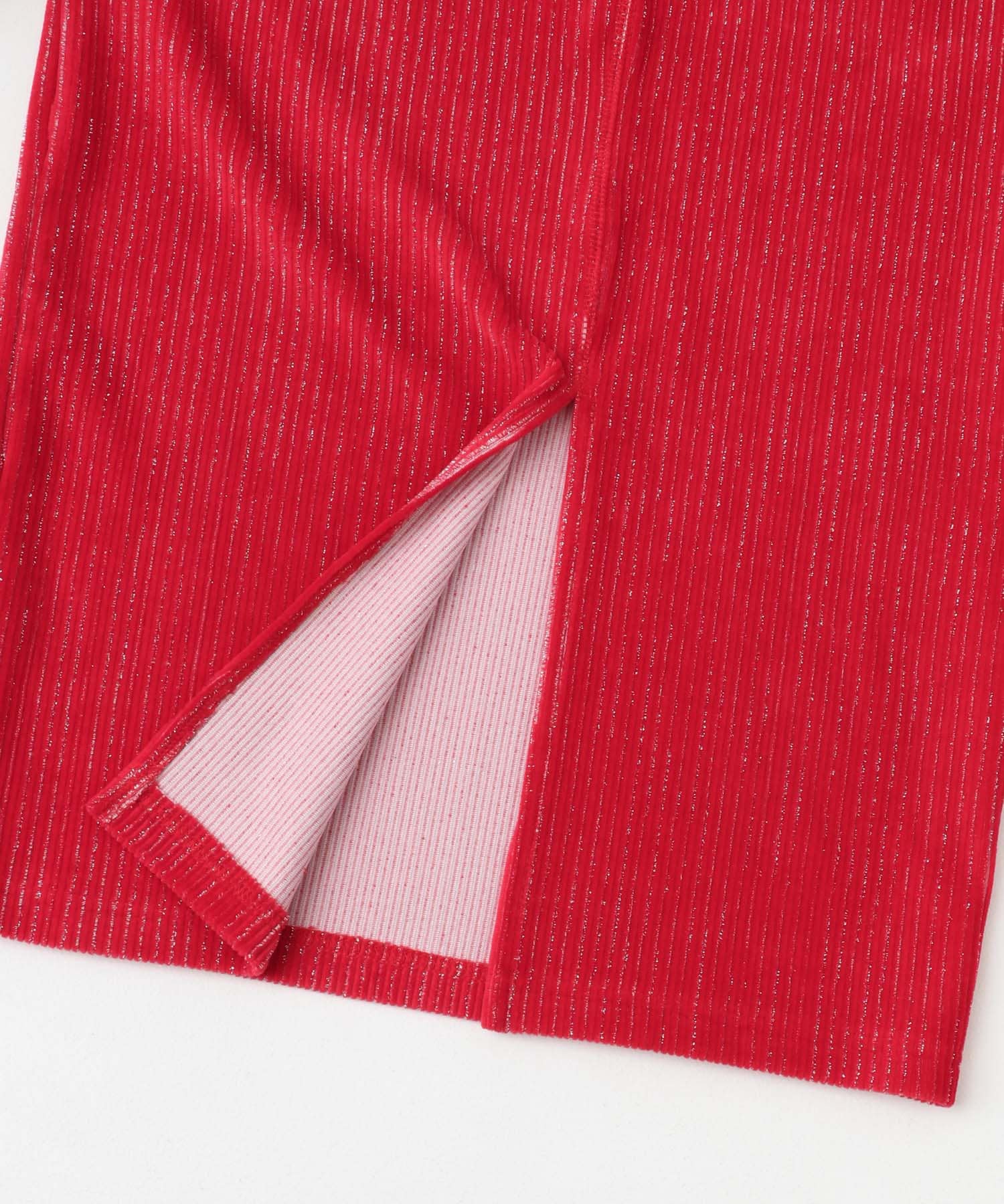 ラメカットコールナロースカート RED Short