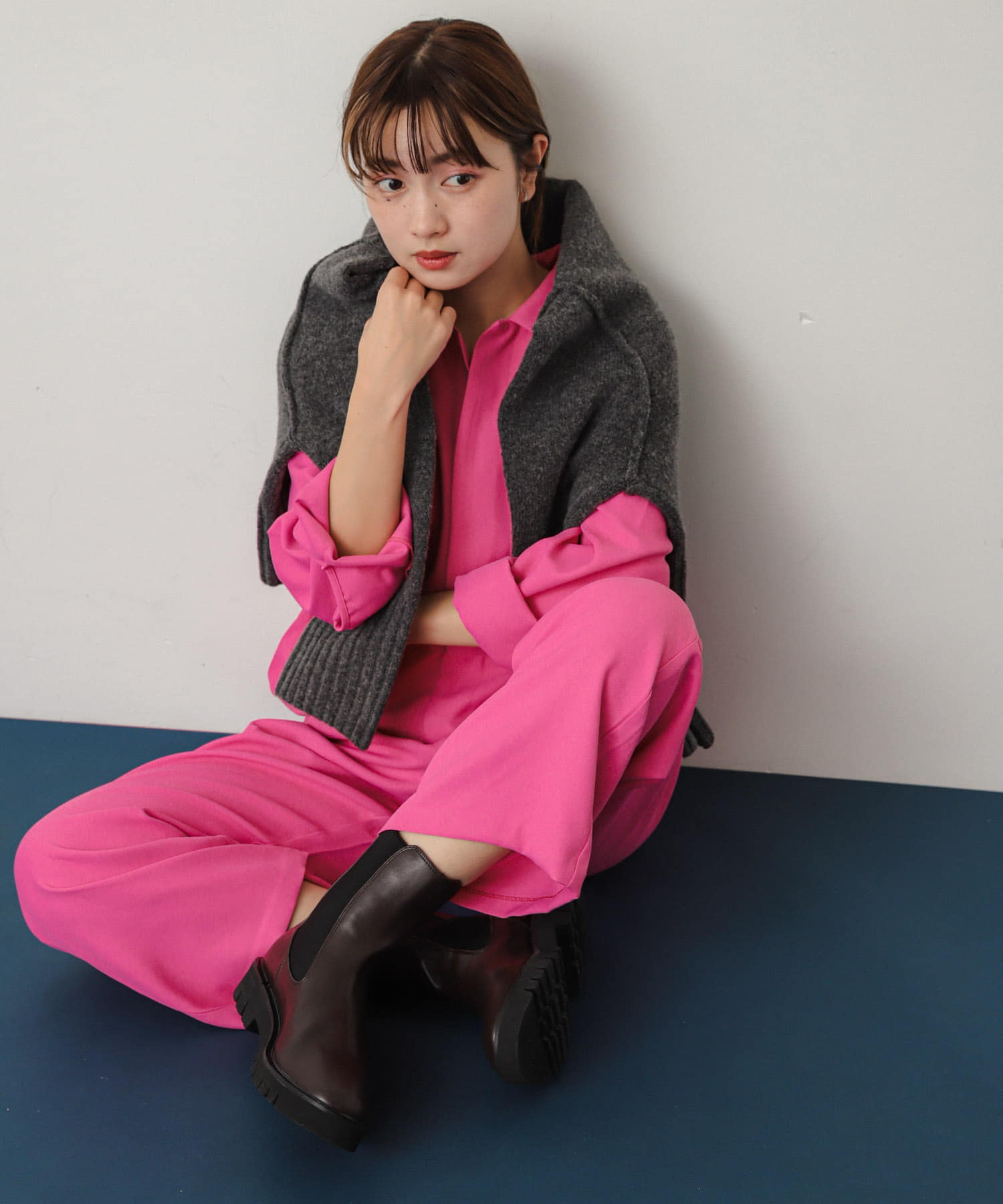 別注』さらさ×SENSE OF PLACE ソフトツイルジャンプスーツ(S PINK 