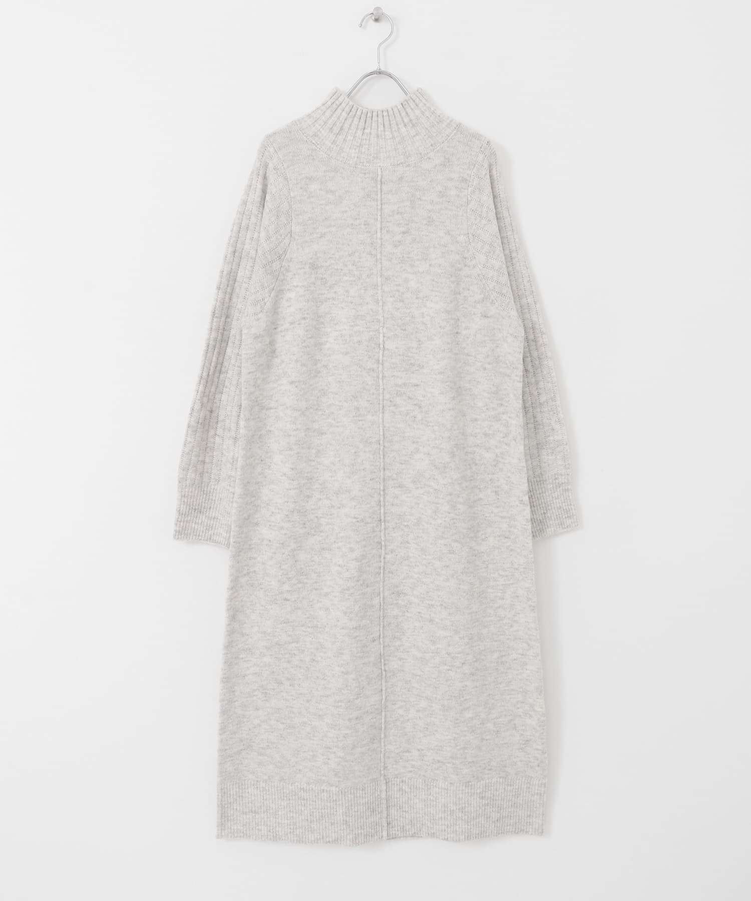 ハイネックセンターシームニットワンピース(Short CHARCOAL