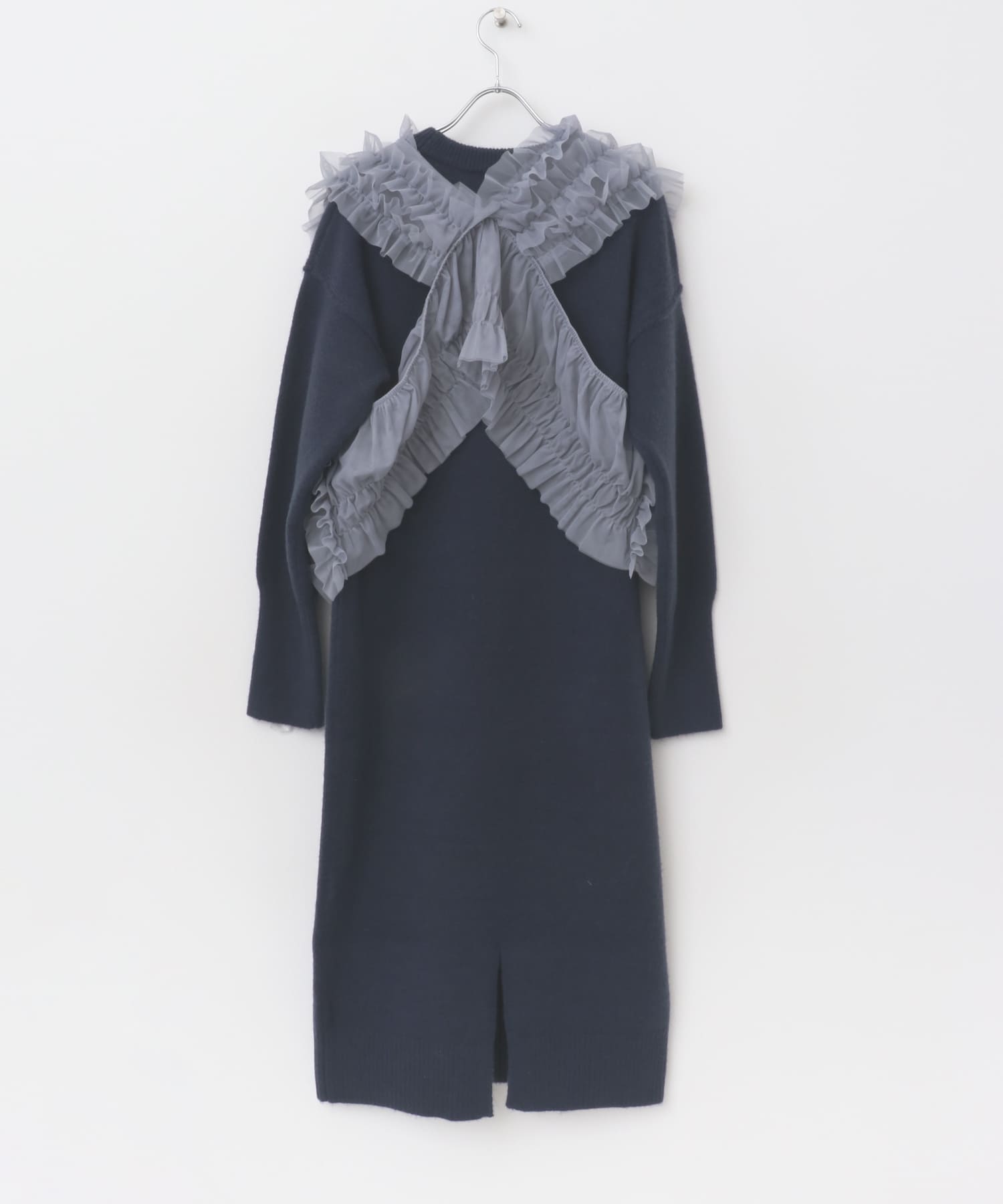 チュールベストレイヤードニットワンピース NAVY one