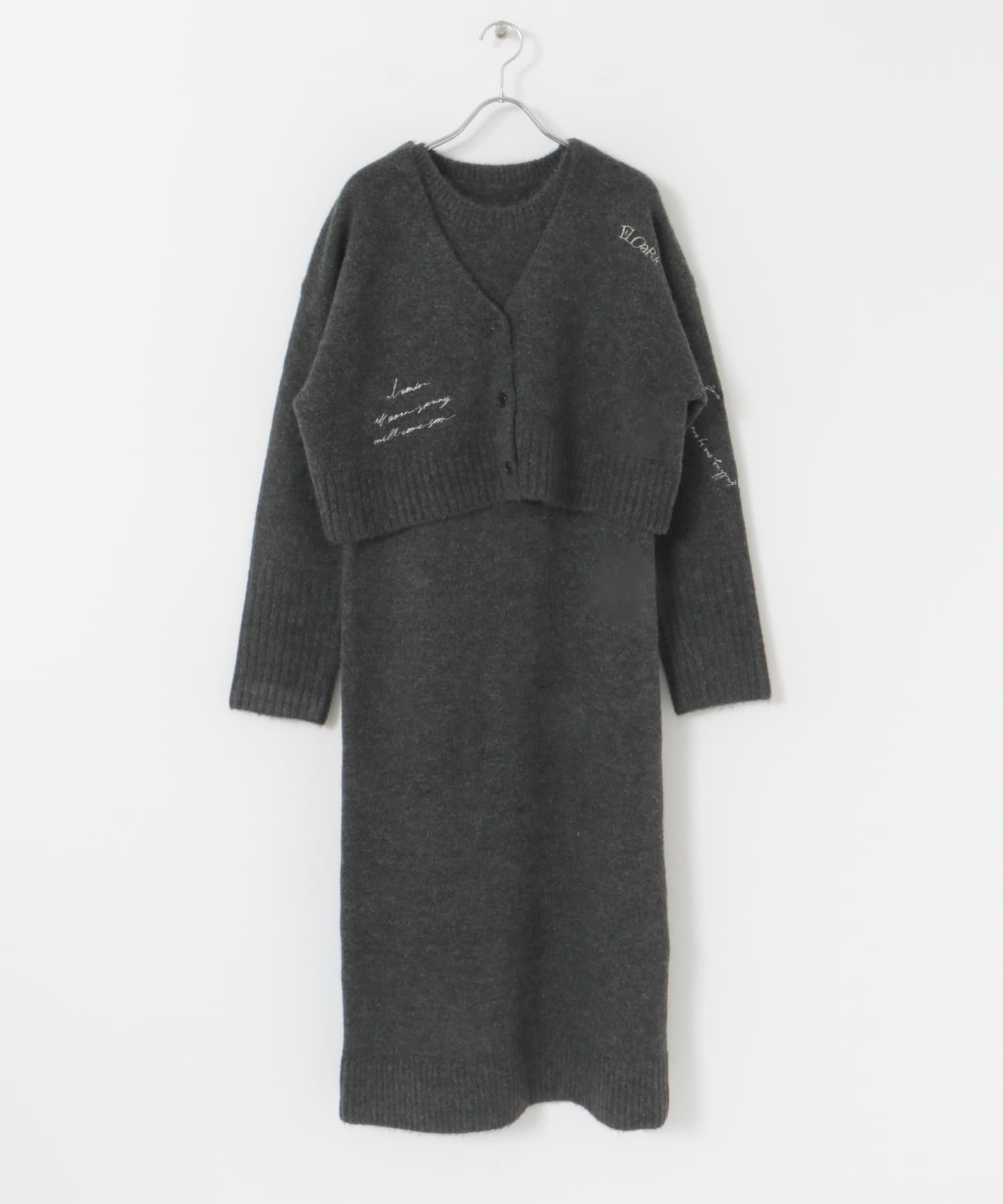 シシュウカーディガンセットワンピース CHARCOAL one