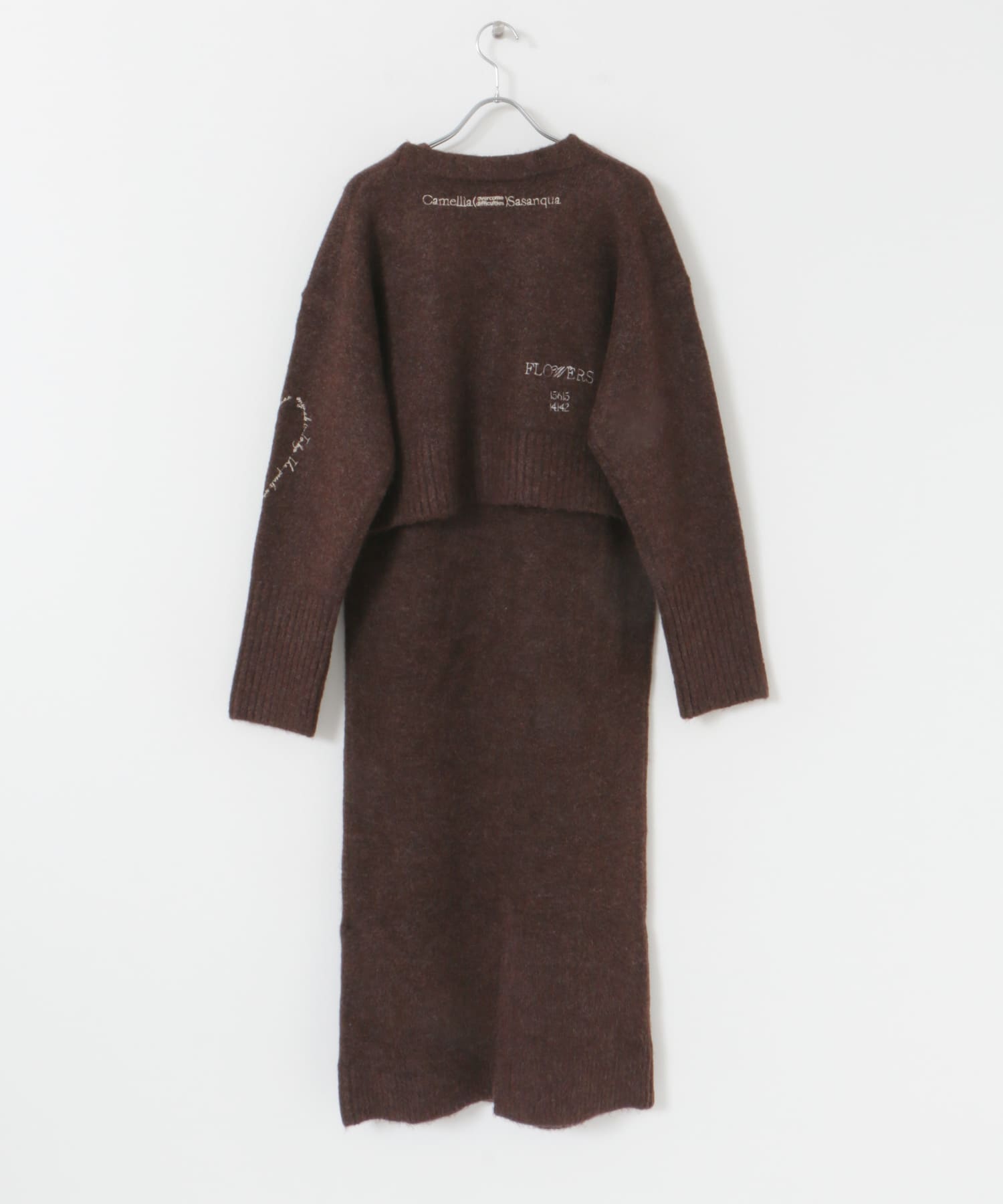 シシュウカーディガンセットワンピース BROWN one