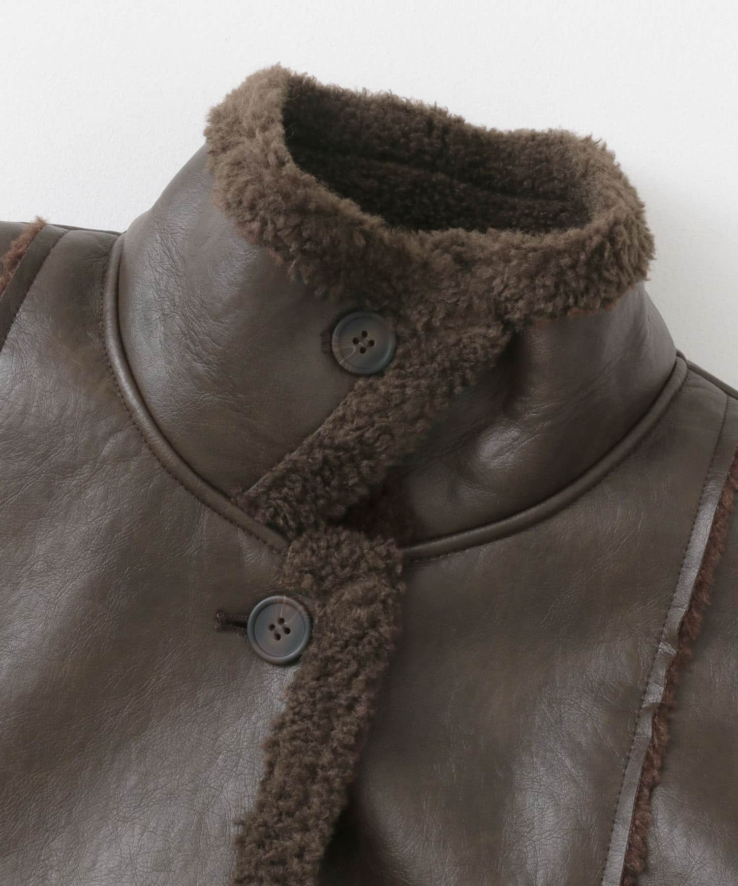 リバーシブルレザーライクボアジャケット BROWN one
