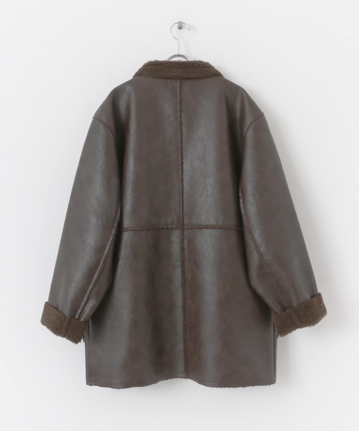 リバーシブルレザーライクボアジャケット BROWN one