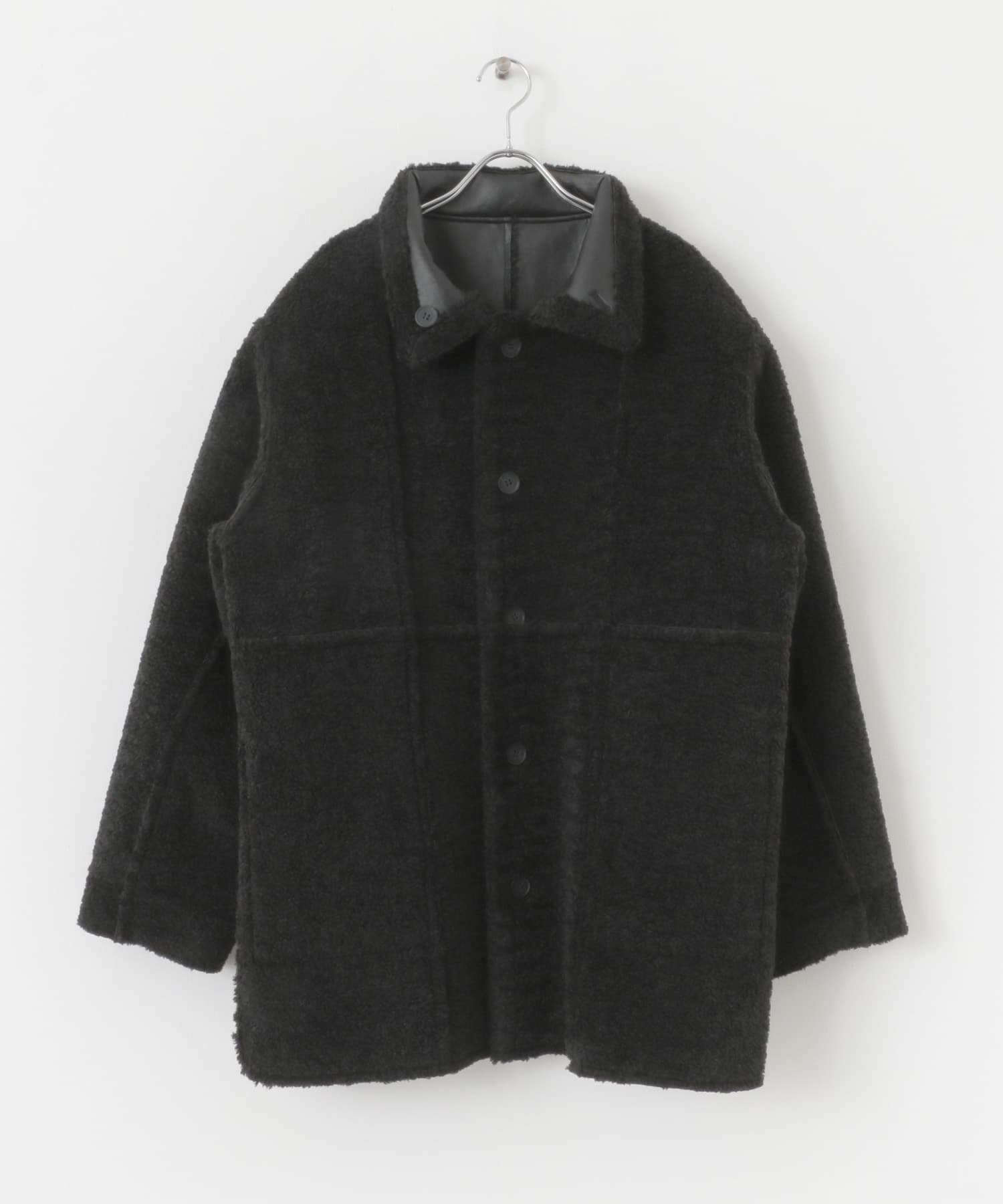 リバーシブルレザーライクボアジャケット BLACK one