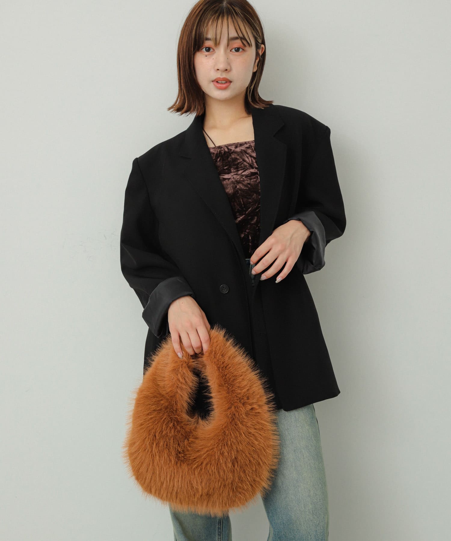 ファーラウンドバッグ BROWN one